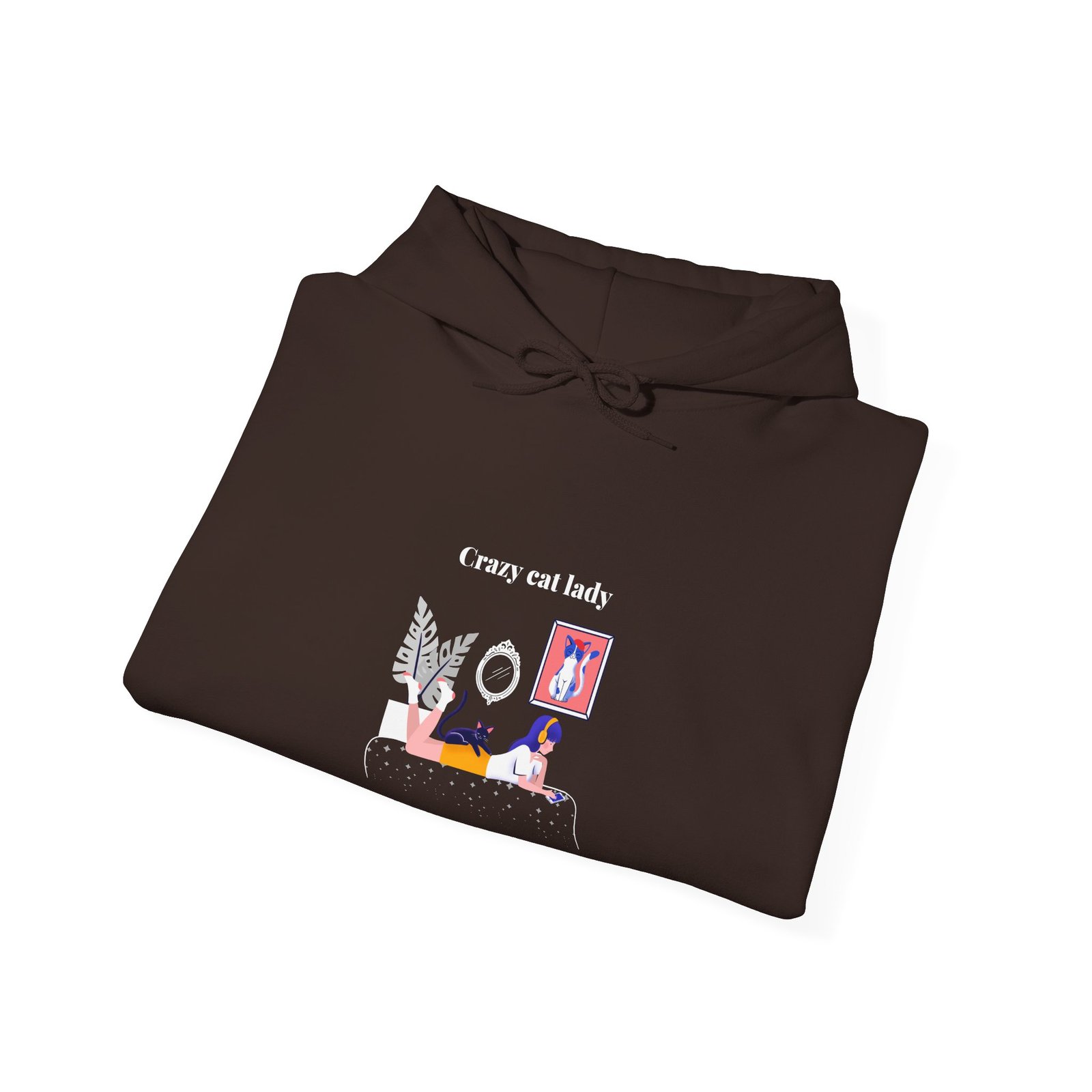 Crazy Cat Lady Relaxed Cat Illustration with Whimsical Charm - Hoodie - Image 8
