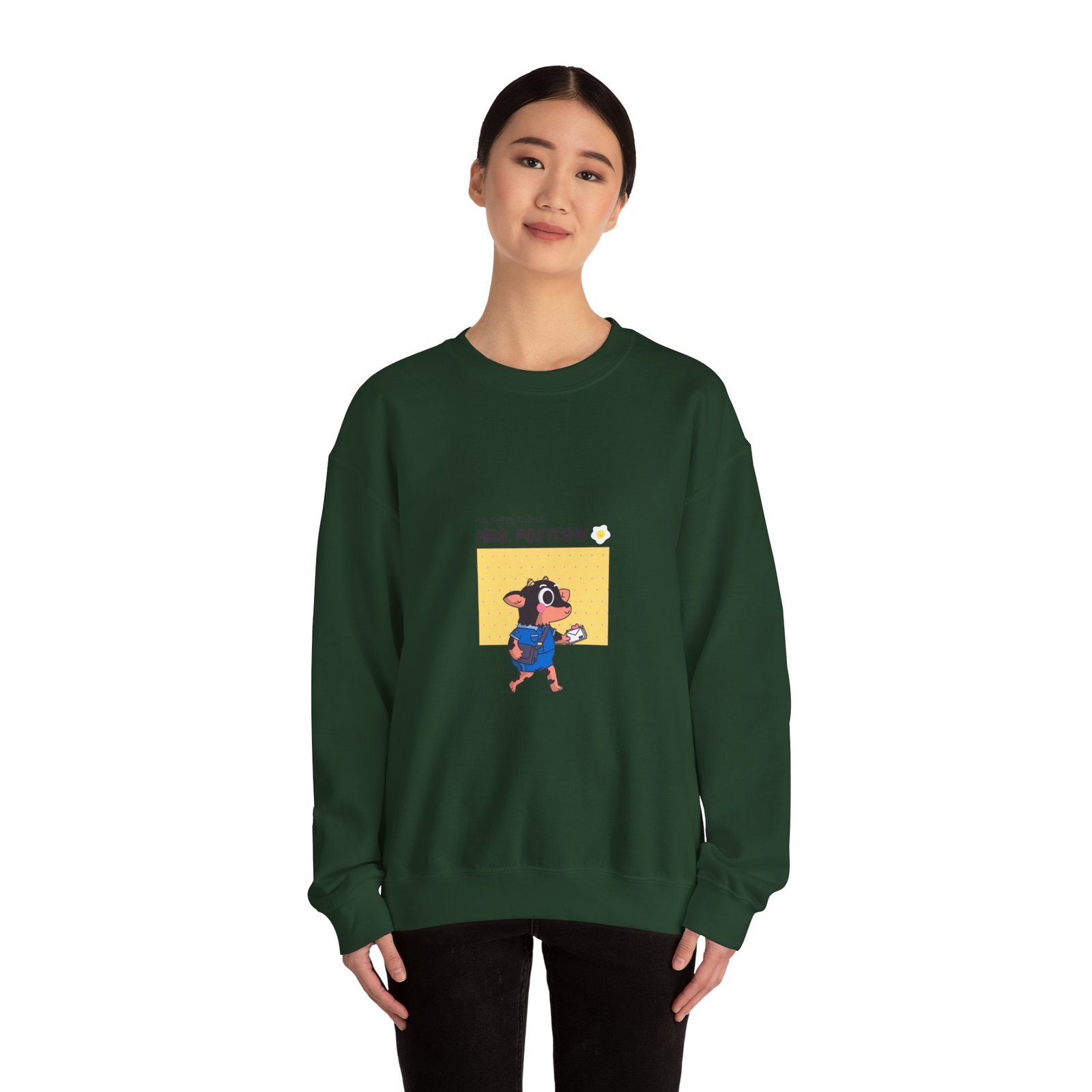 Mrs. Postcow Cartoon Cow Wearing Postal Uniform - Sweatshirt - Image 8