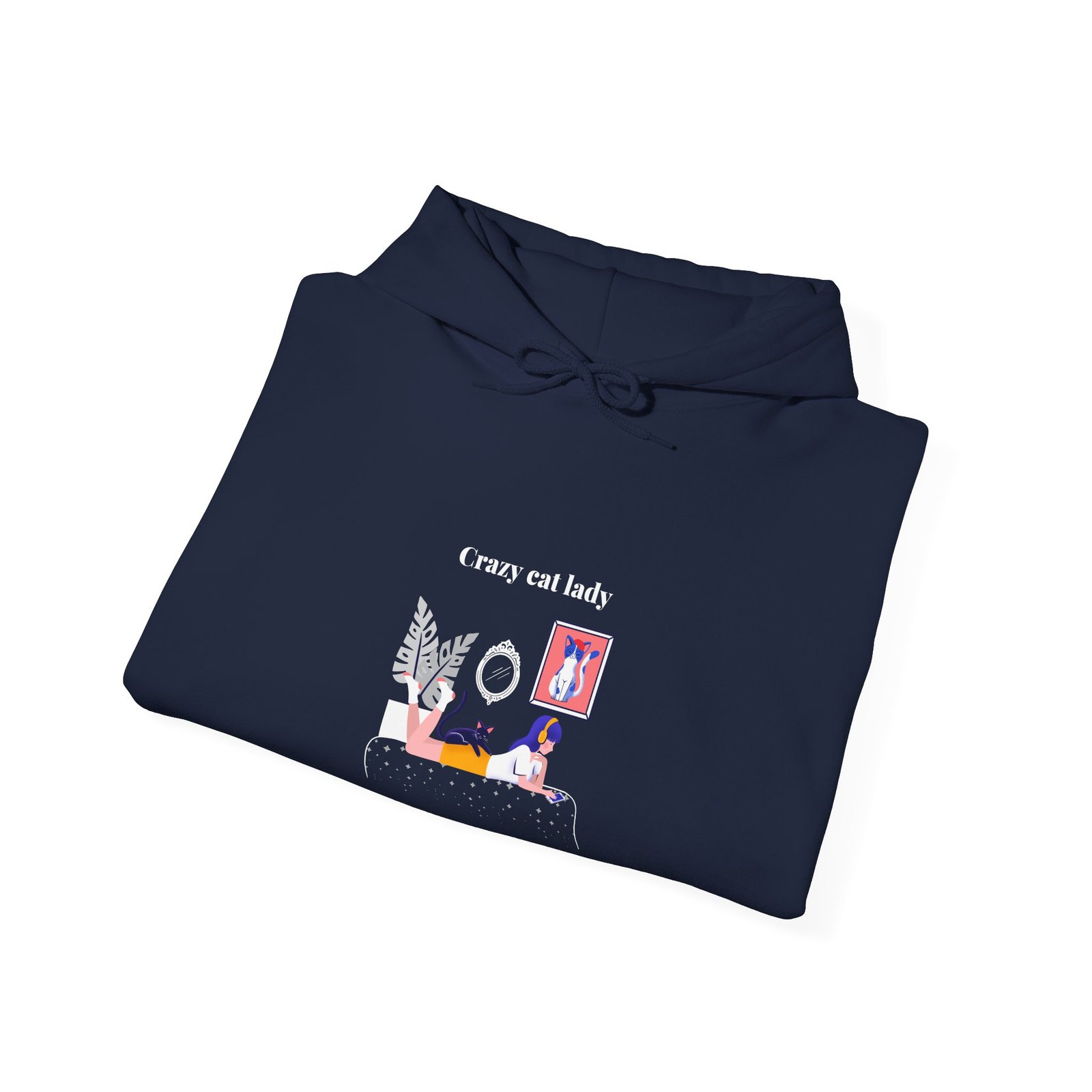 Crazy Cat Lady Relaxed Cat Illustration with Whimsical Charm - Hoodie - Image 12