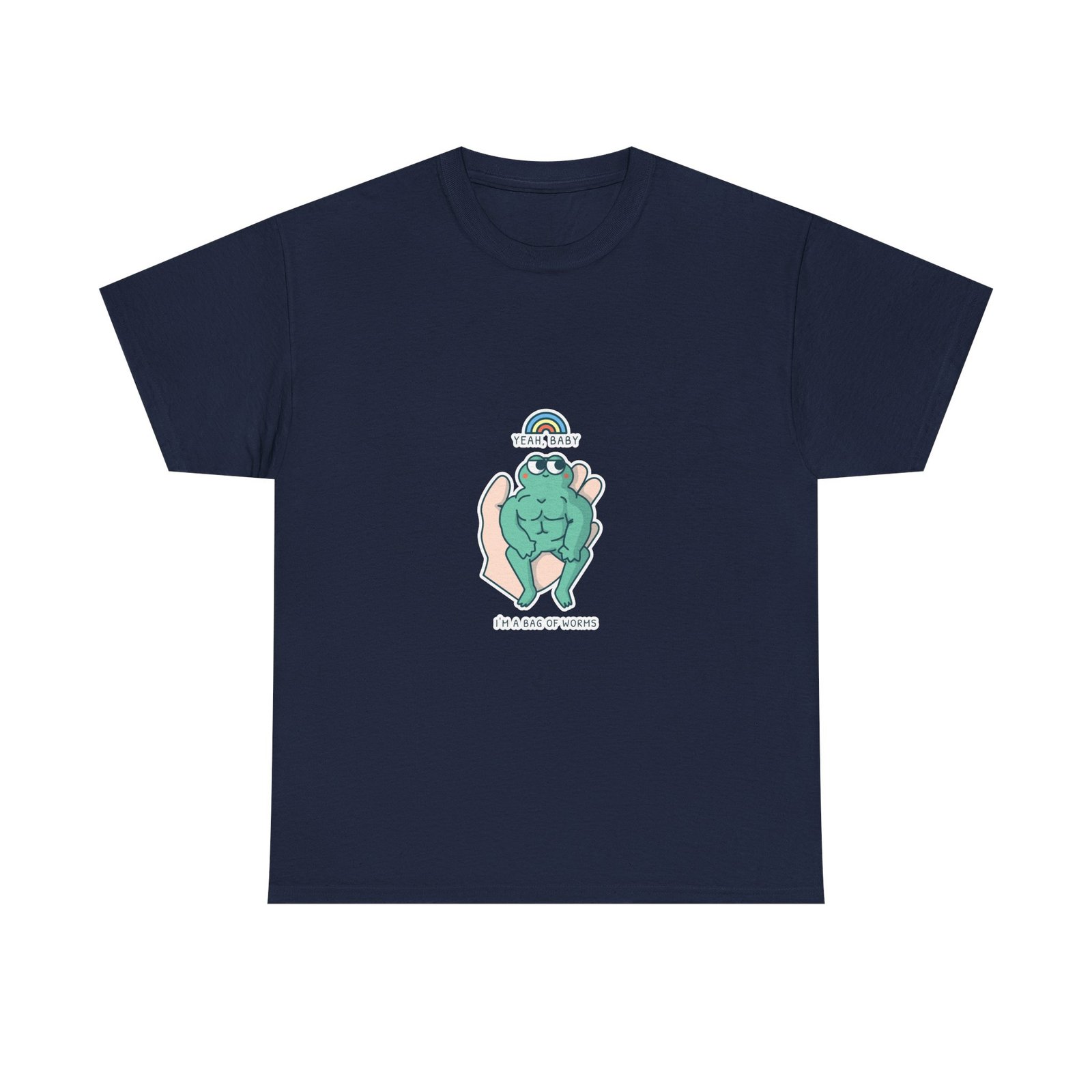 Yeah Baby Buff Frog Cartoon Muscle Fitness Illustration - T-shirt - Image 9