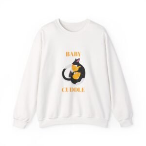 Adorable Baby Cuddling a Cozy Cat Illustration - Sweatshirt