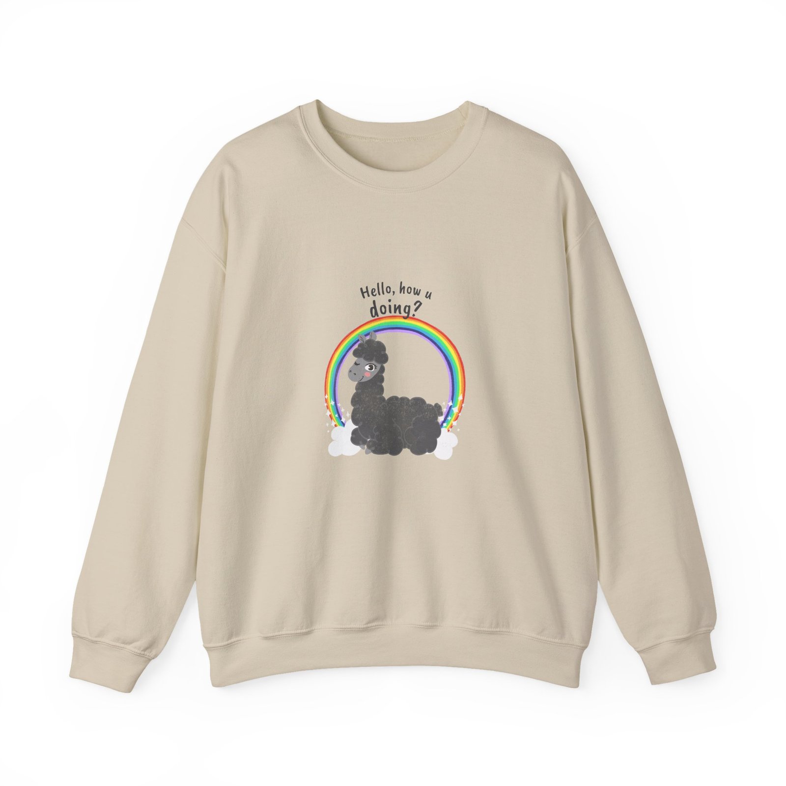 Cute Friendly Alpaca Saying Hello How U Doing Design - Sweatshirt - Image 5