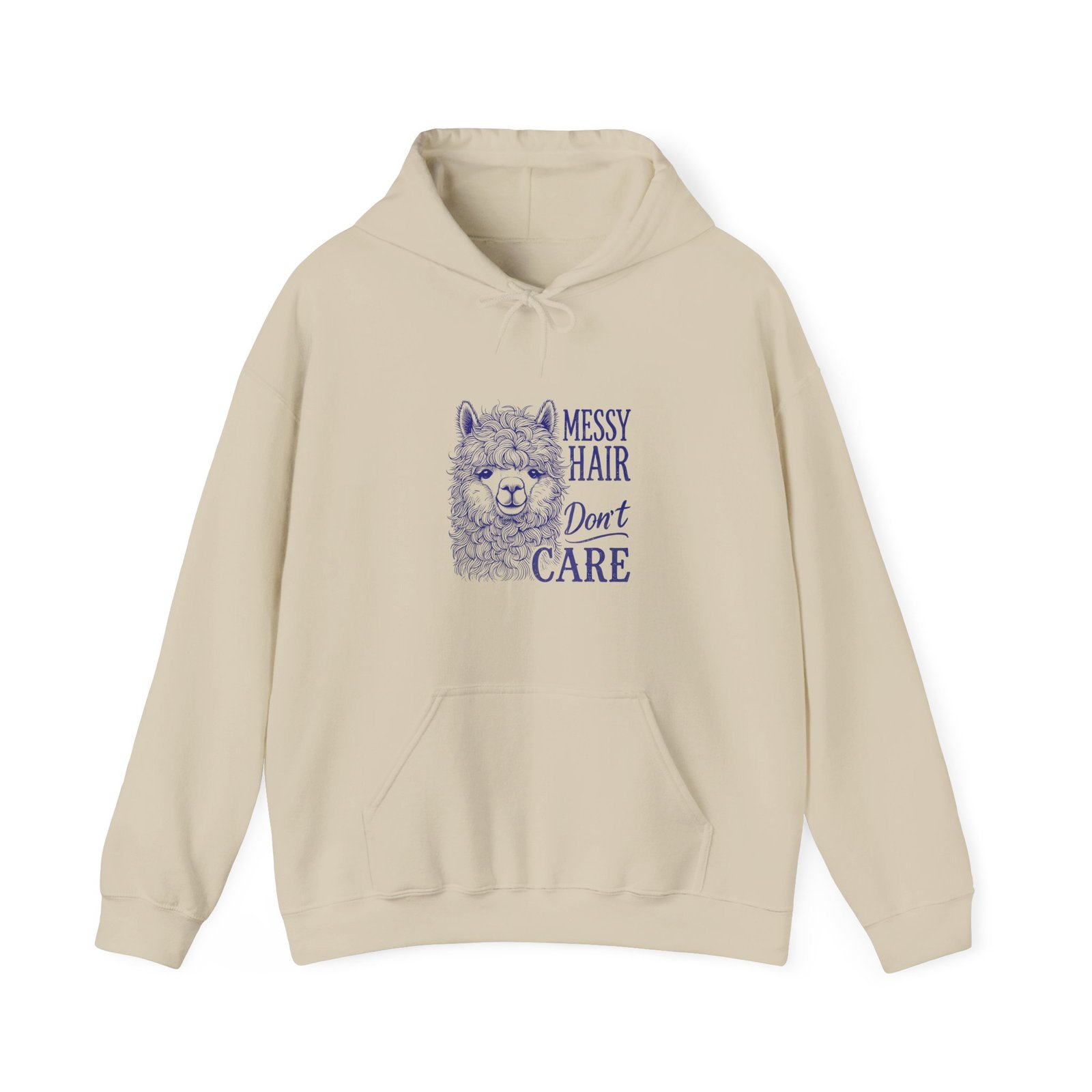 Cute Blue Llama with Messy Hair Graphic Design - Hoodie - Image 5