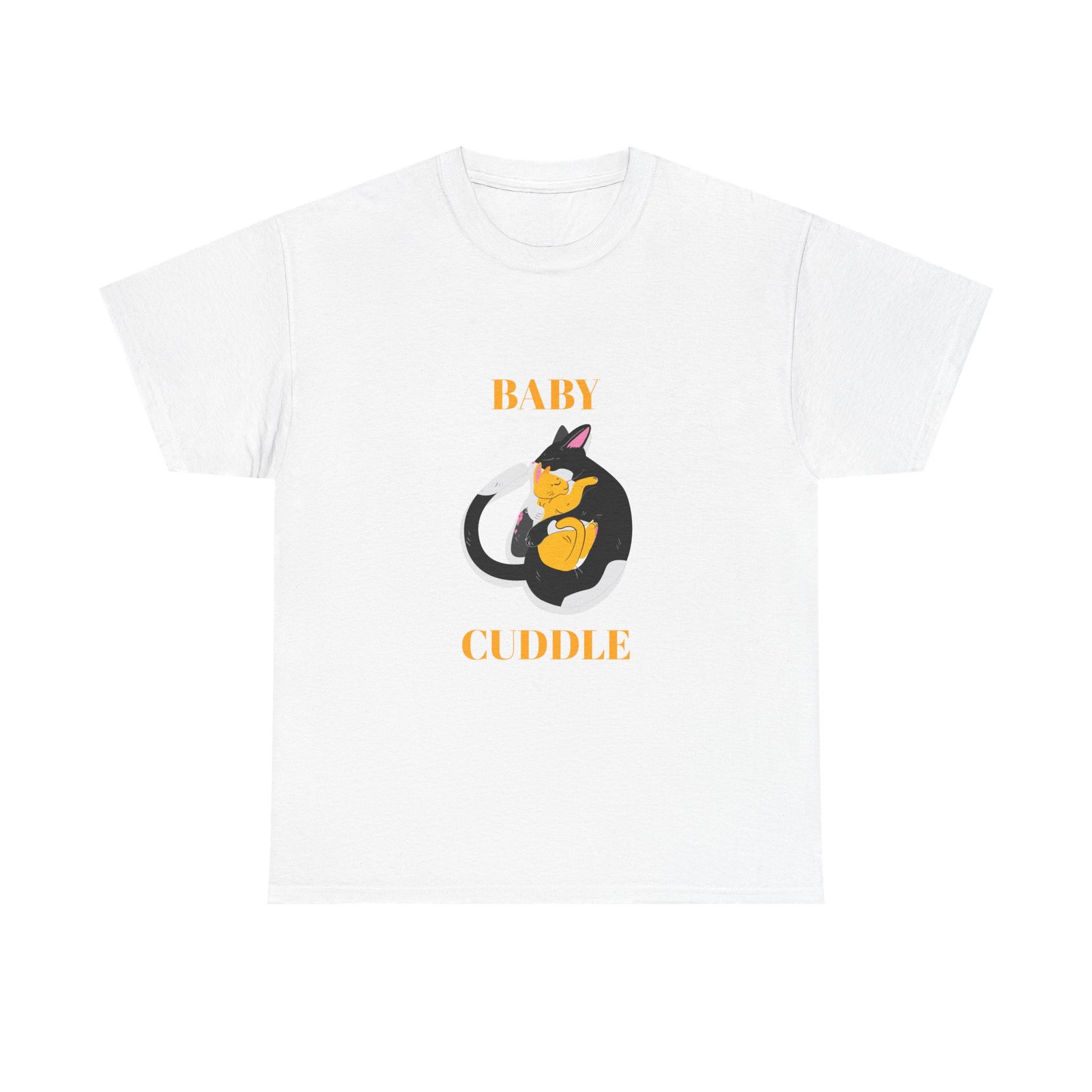 Adorable Baby Cuddling a Cozy Cat Illustration - T-shirt