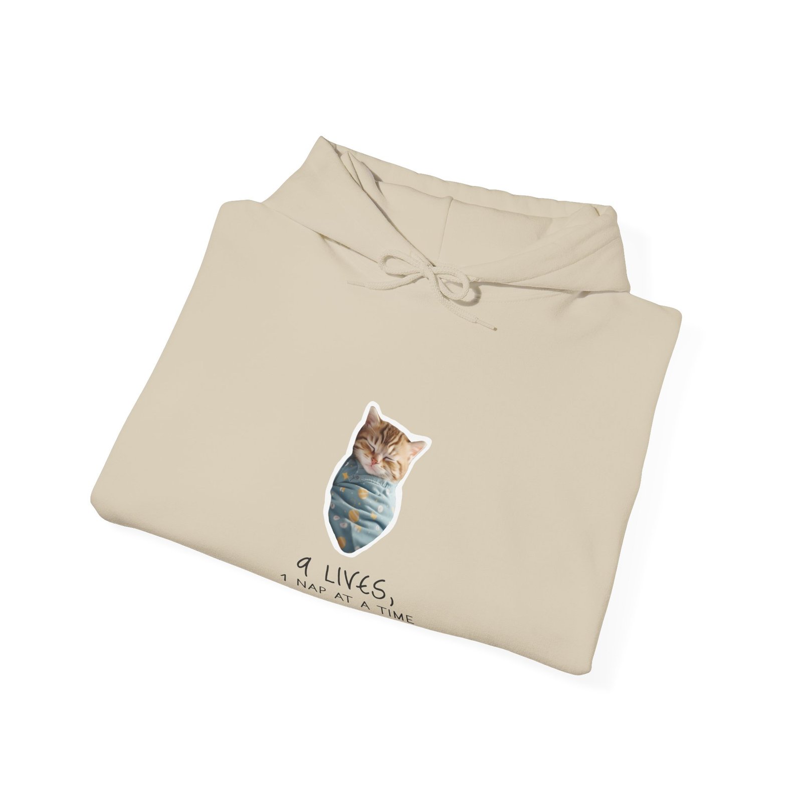 Cute Cat Illustration with "Lives Nap at a Time" Sleepy Theme - Hoodie - Image 8
