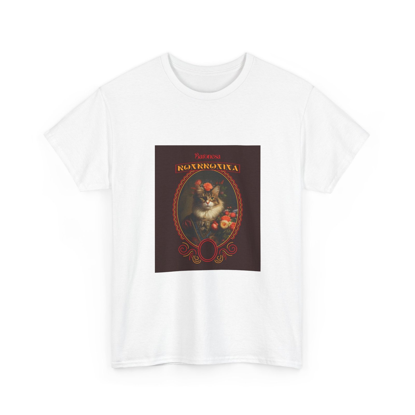 Baronessa Murronika Vintage Cat Illustration with Elegant Flair - T-shirt - Image 3