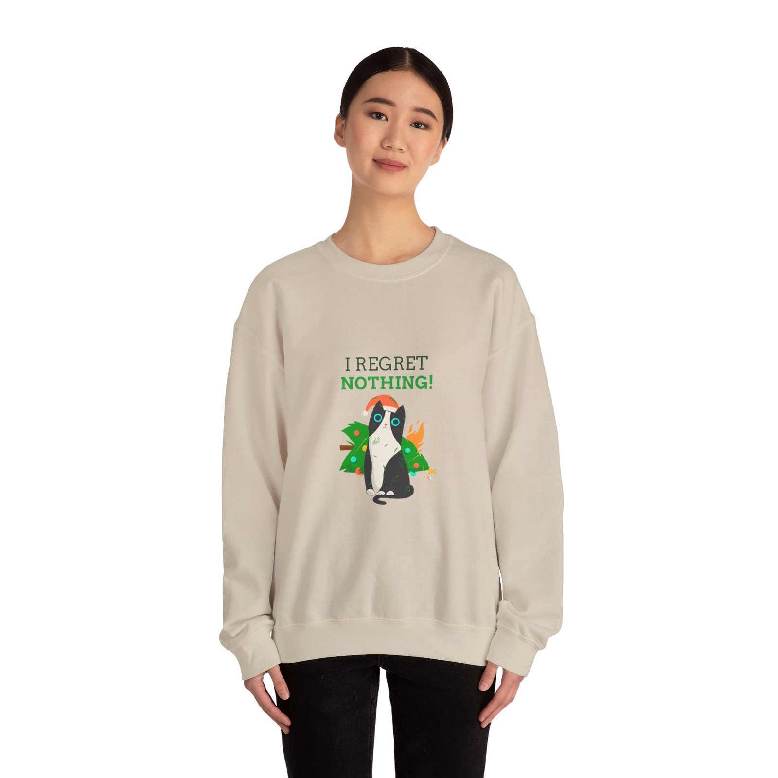 No Regrets Dog with Bold Typography and Playful Expression - Sweatshirt - Image 8