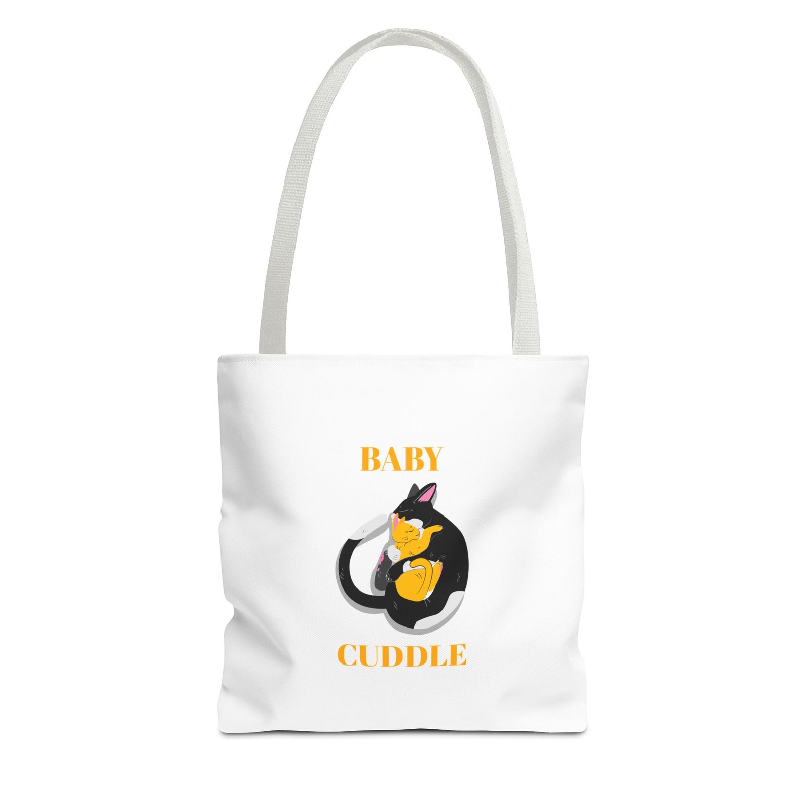 Adorable Baby Cuddling a Cozy Cat Illustration - Tote Bag