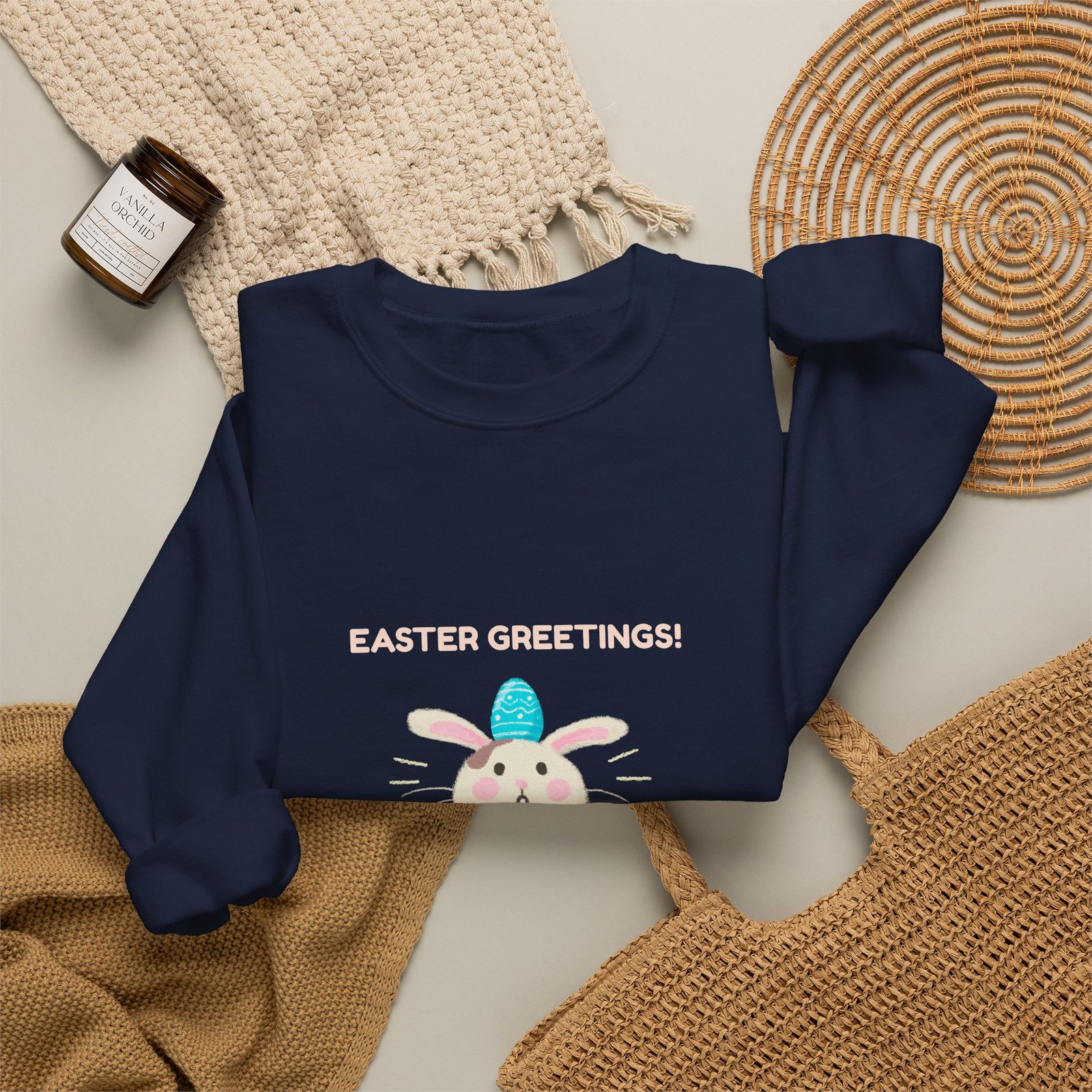 Colorful Easter Greetings Bunny with Festive Spring Elements - Sweatshirt - Image 12