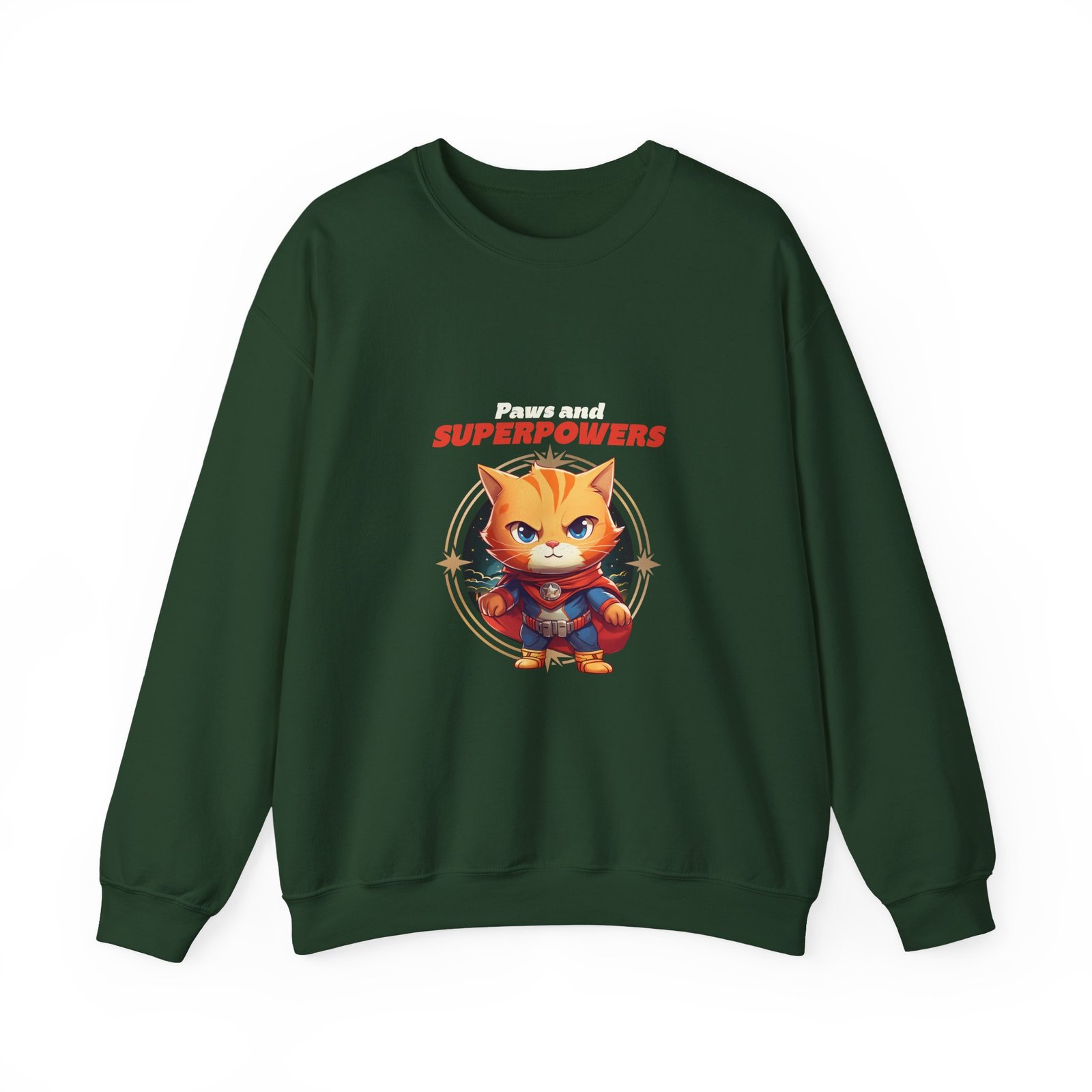Paws And Superpowers Cat Heroic Illustration - Sweatshirt - Image 5