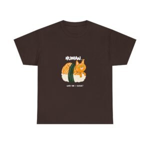 Funny Human Why Am I Sushi Cat Cartoon Design - T-shirt
