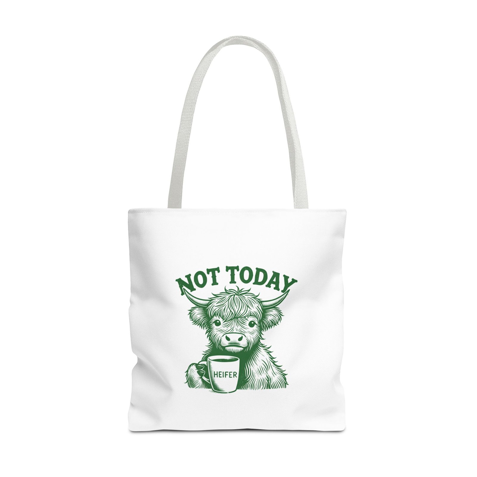 Not Today Heifer Green Cow Drinking Coffee Illustration - Tote Bag - Image 9