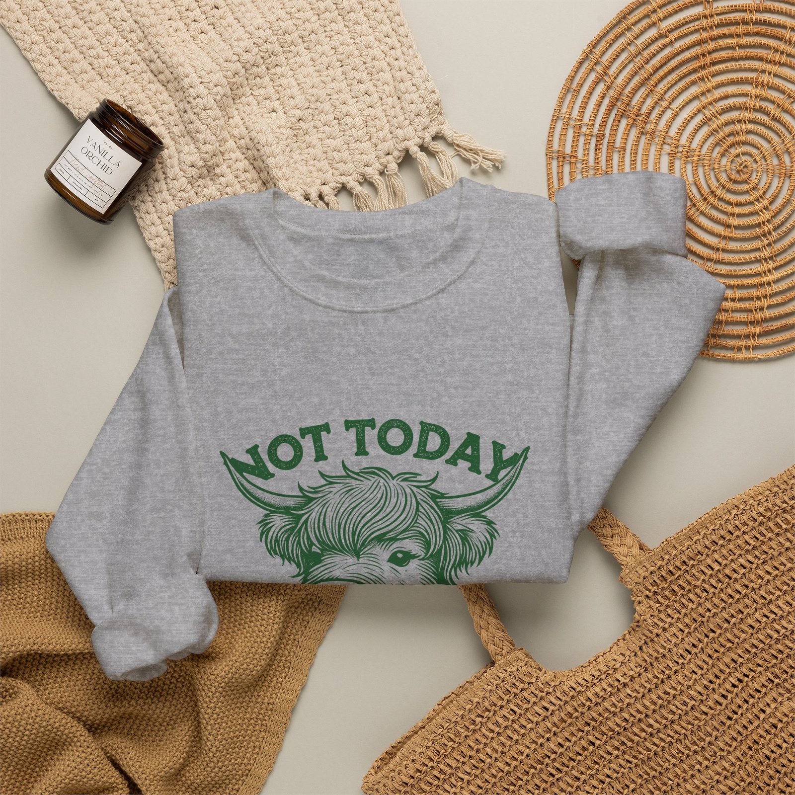 Not Today Heifer Green Cow Graphic Design - Sweatshirt - Image 12