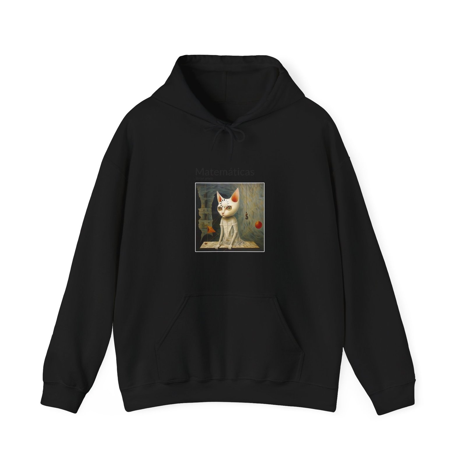 Matematicas Cat Meme with Thinking Expression and Math Symbols - Hoodie
