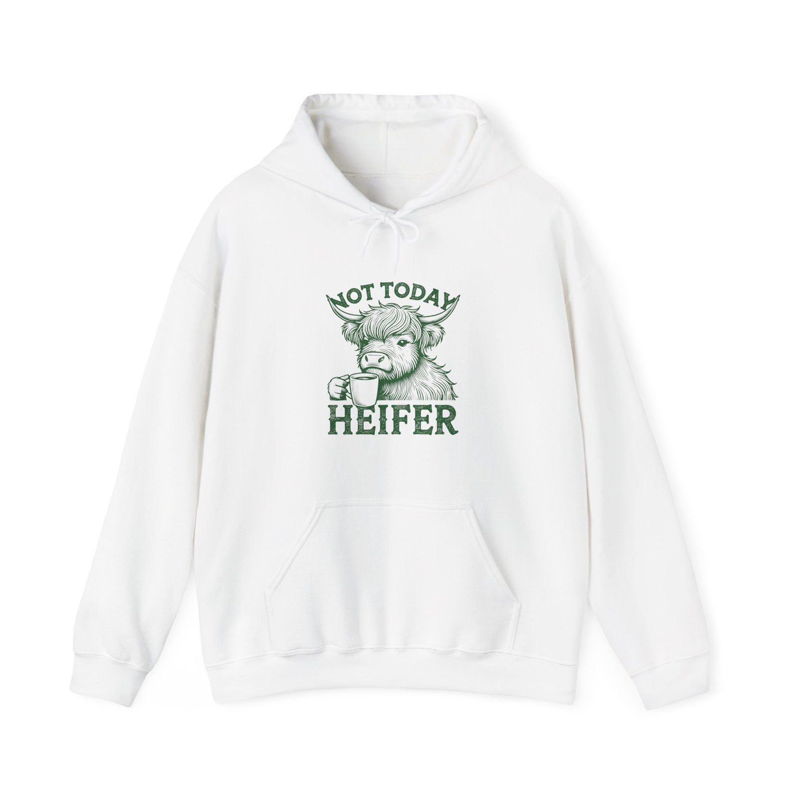 Not Today Heifer Green Cow Graphic Design - Hoodie