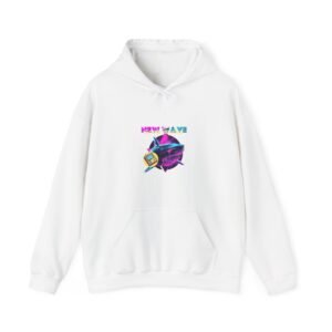 Retro New Wave Shark Graphic with Vibrant 80s Aesthetic - Hoodie