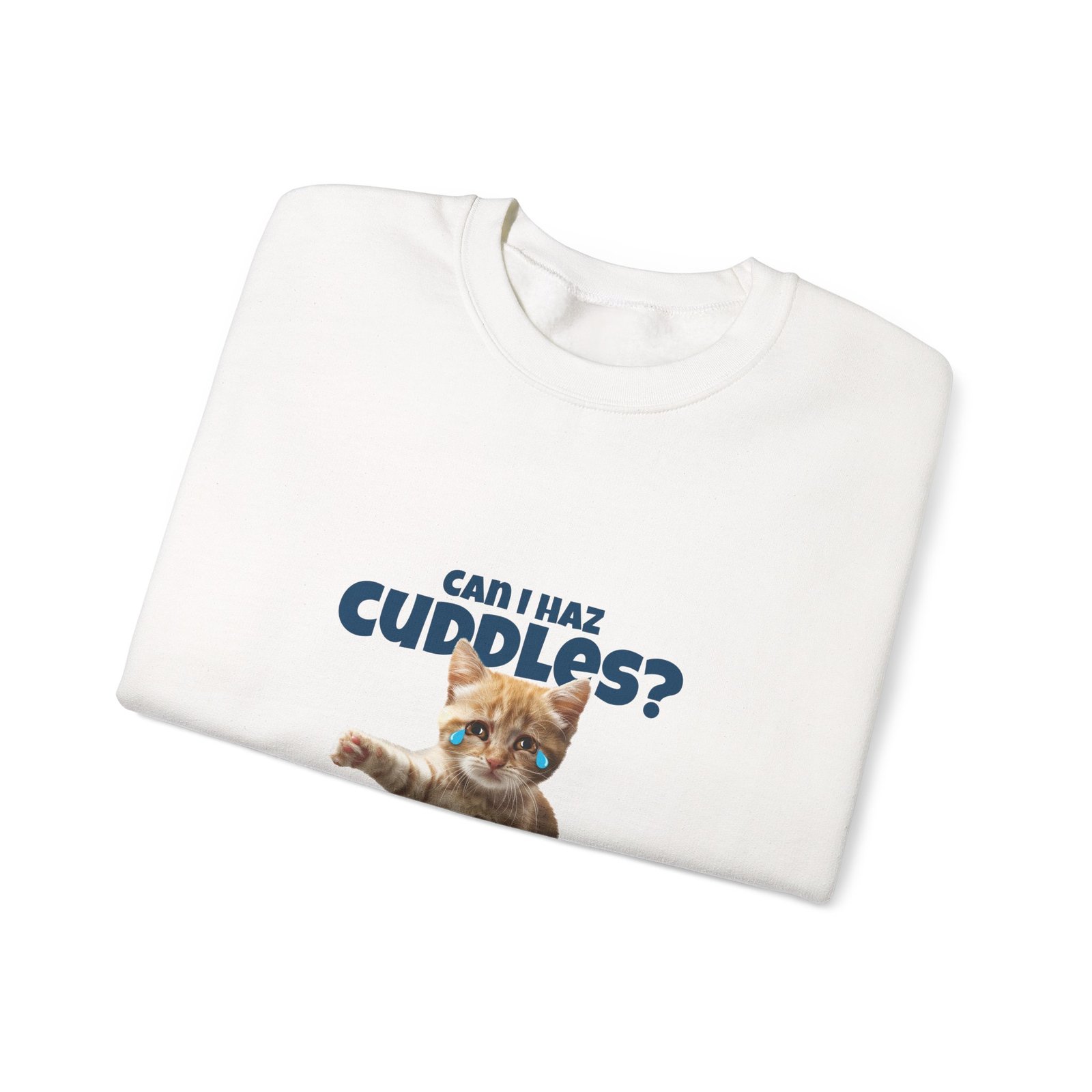 Cute Can I Haz Cuddles Cat Adorable Cartoon Design - Sweatshirt - Image 3