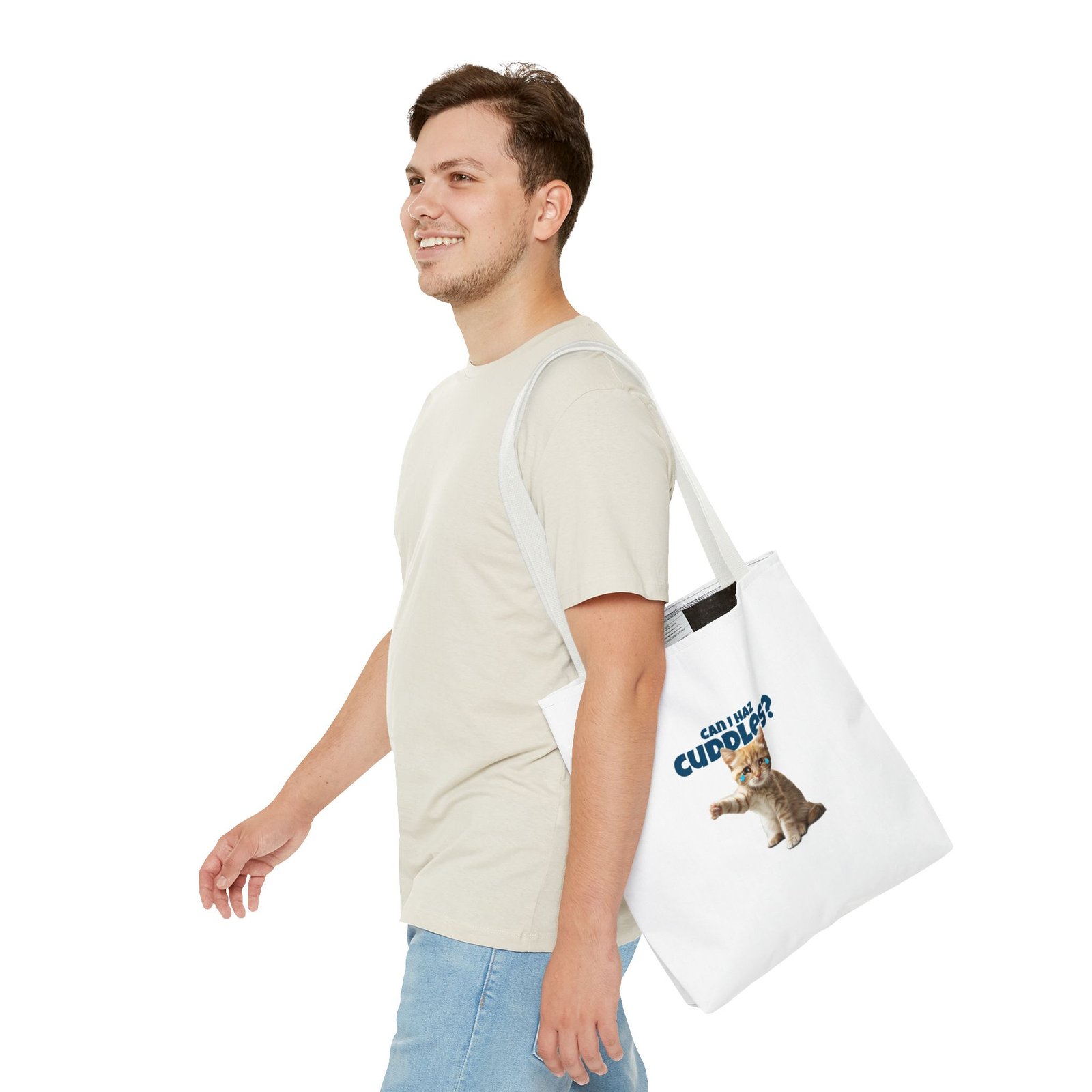 Cute Can I Haz Cuddles Cat Adorable Cartoon Design - Tote Bag - Image 7