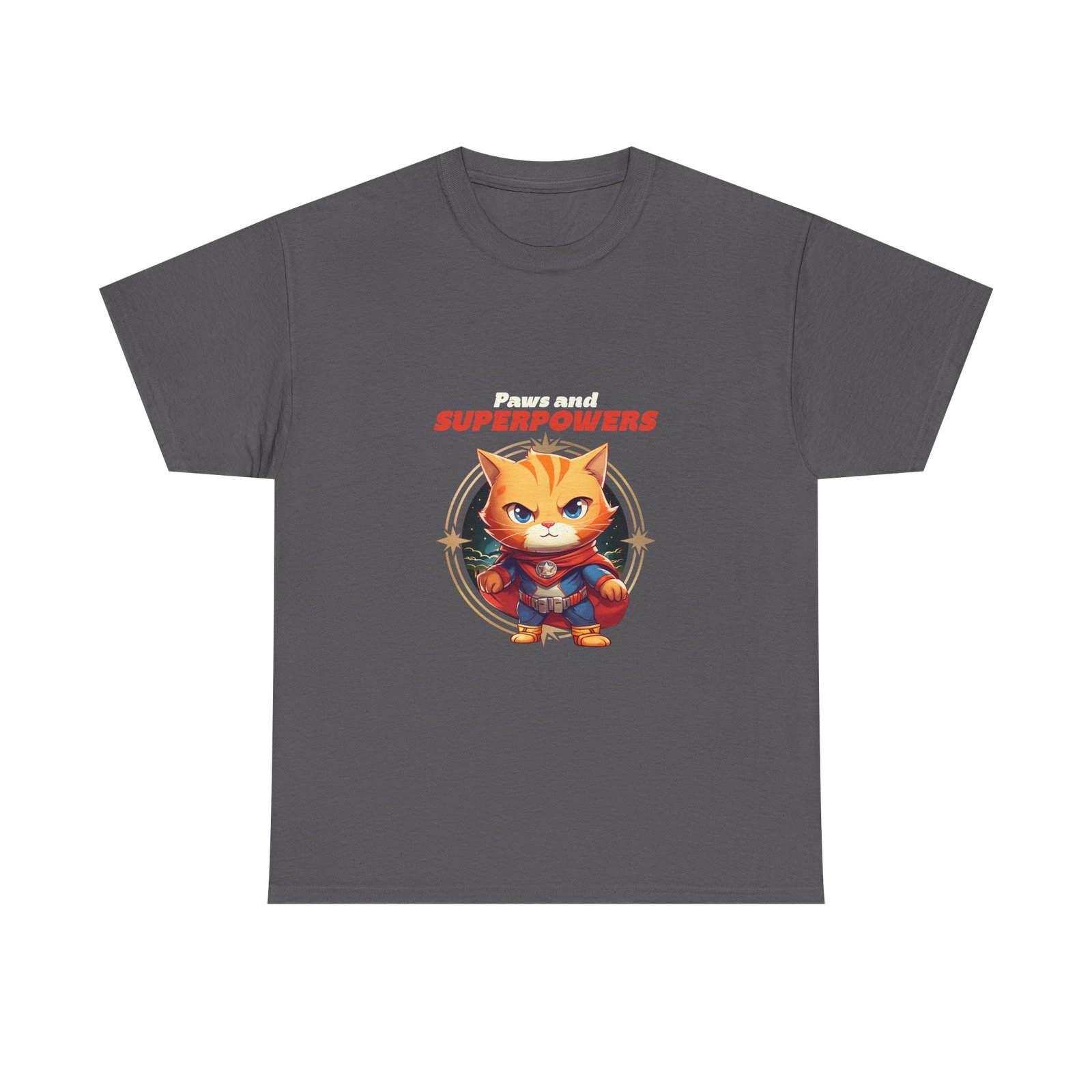 Paws And Superpowers Cat Heroic Illustration - T-shirt - Image 5