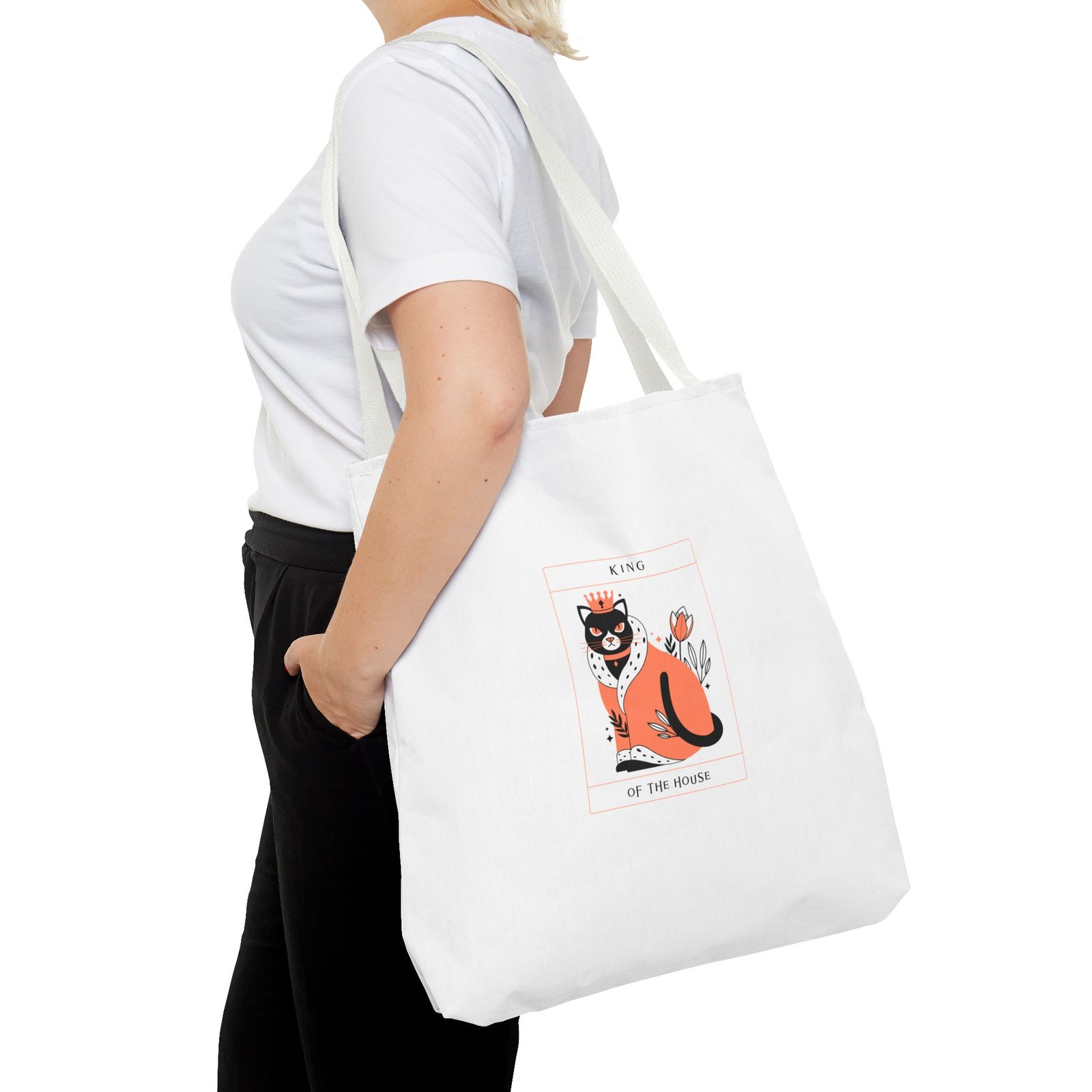 King Of The House Cat Royal Crown Illustration - Tote Bag - Image 12