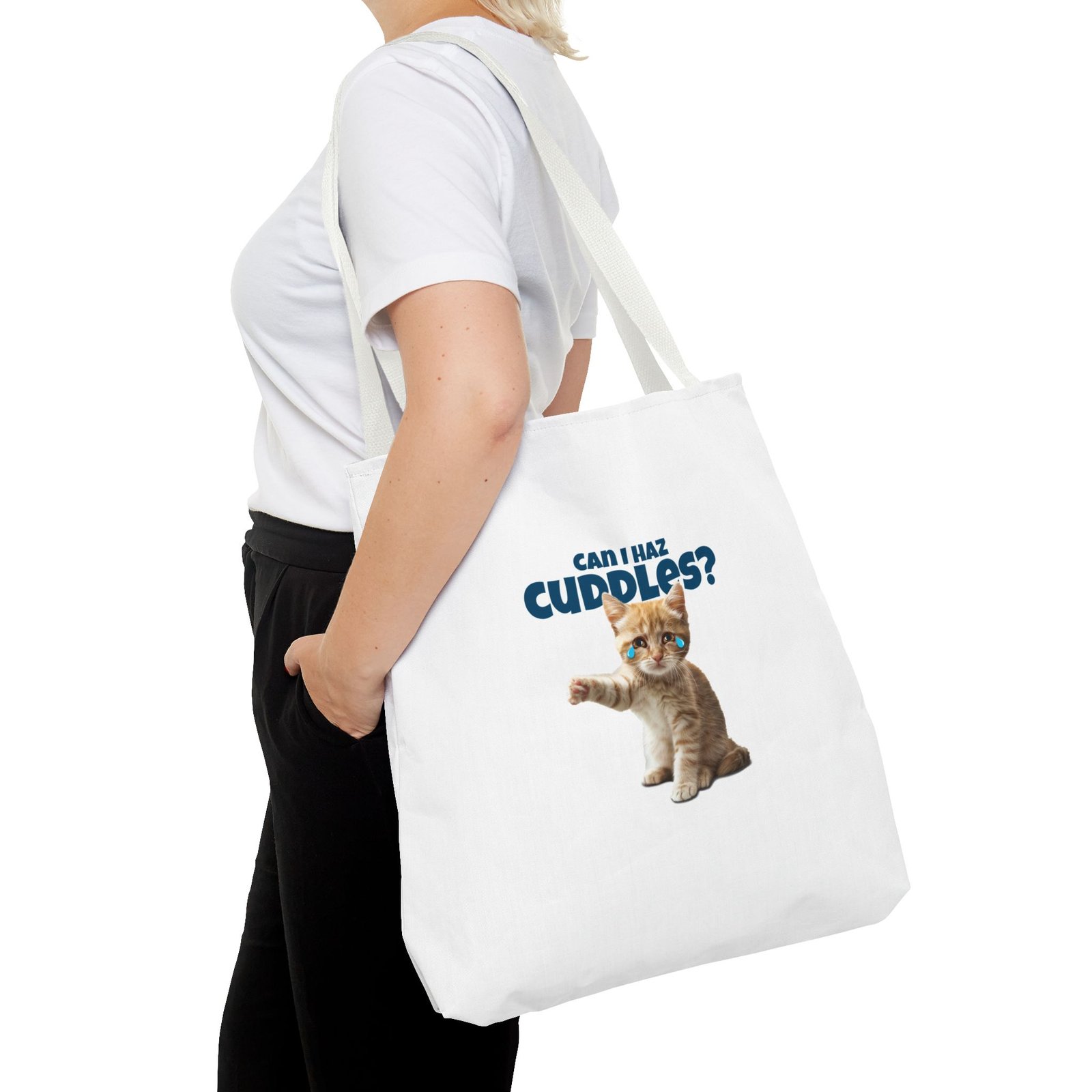 Cute Can I Haz Cuddles Cat Adorable Cartoon Design - Tote Bag - Image 12