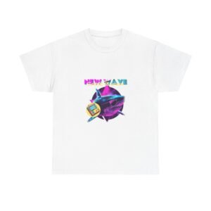 Retro New Wave Shark Graphic with Vibrant 80s Aesthetic - T-shirt