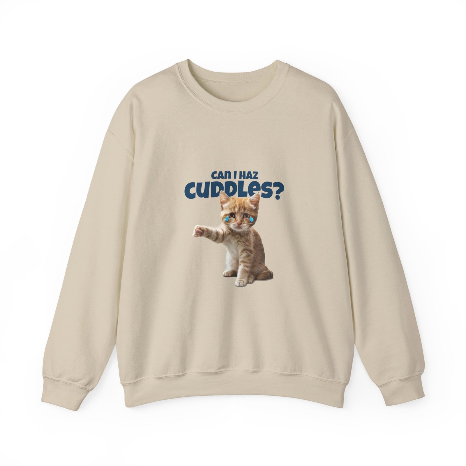 Cute Can I Haz Cuddles Cat Adorable Cartoon Design - Sweatshirt - Image 5