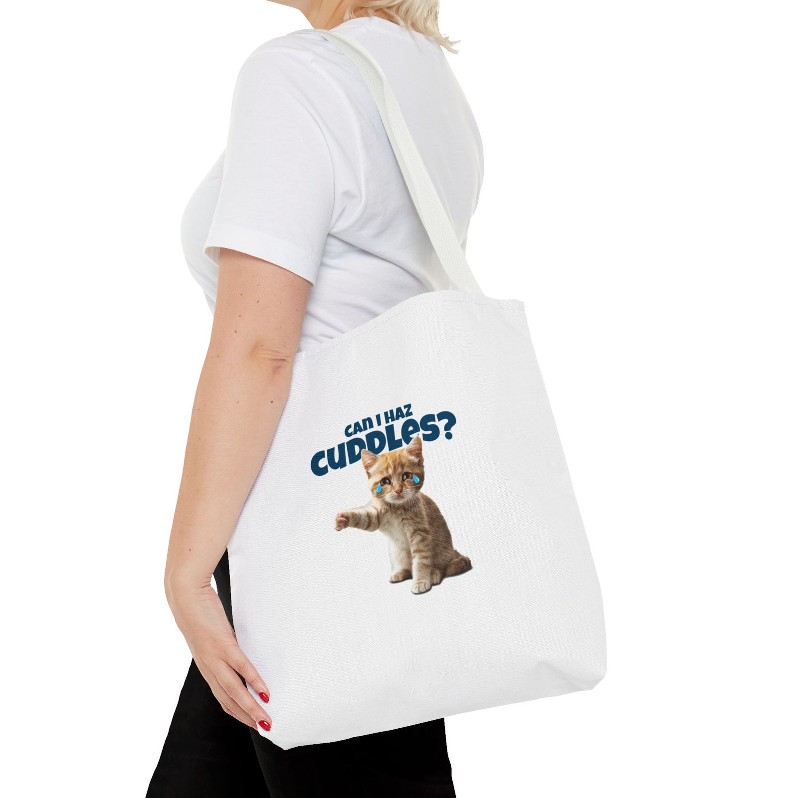 Cute Can I Haz Cuddles Cat Adorable Cartoon Design - Tote Bag - Image 8