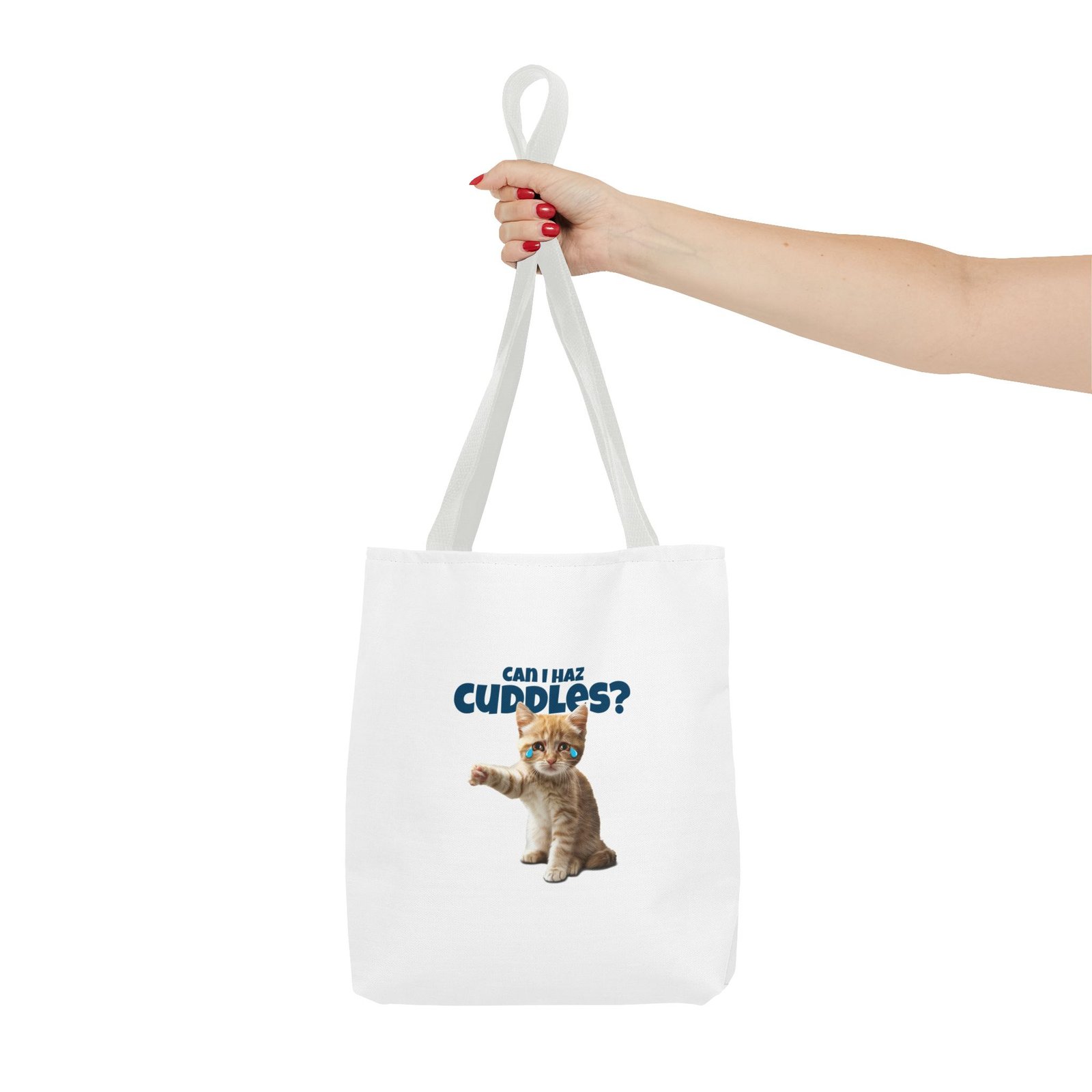 Cute Can I Haz Cuddles Cat Adorable Cartoon Design - Tote Bag - Image 4