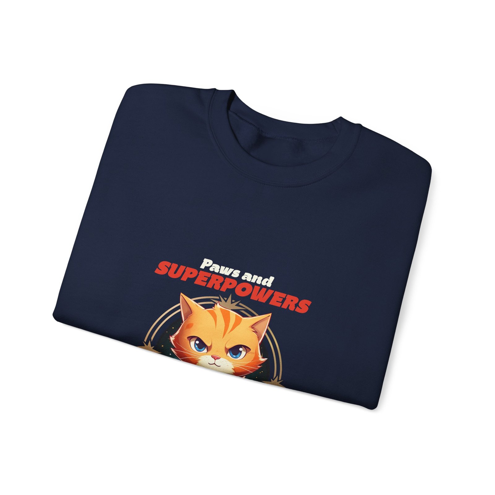 Paws And Superpowers Cat Heroic Illustration - Sweatshirt - Image 11