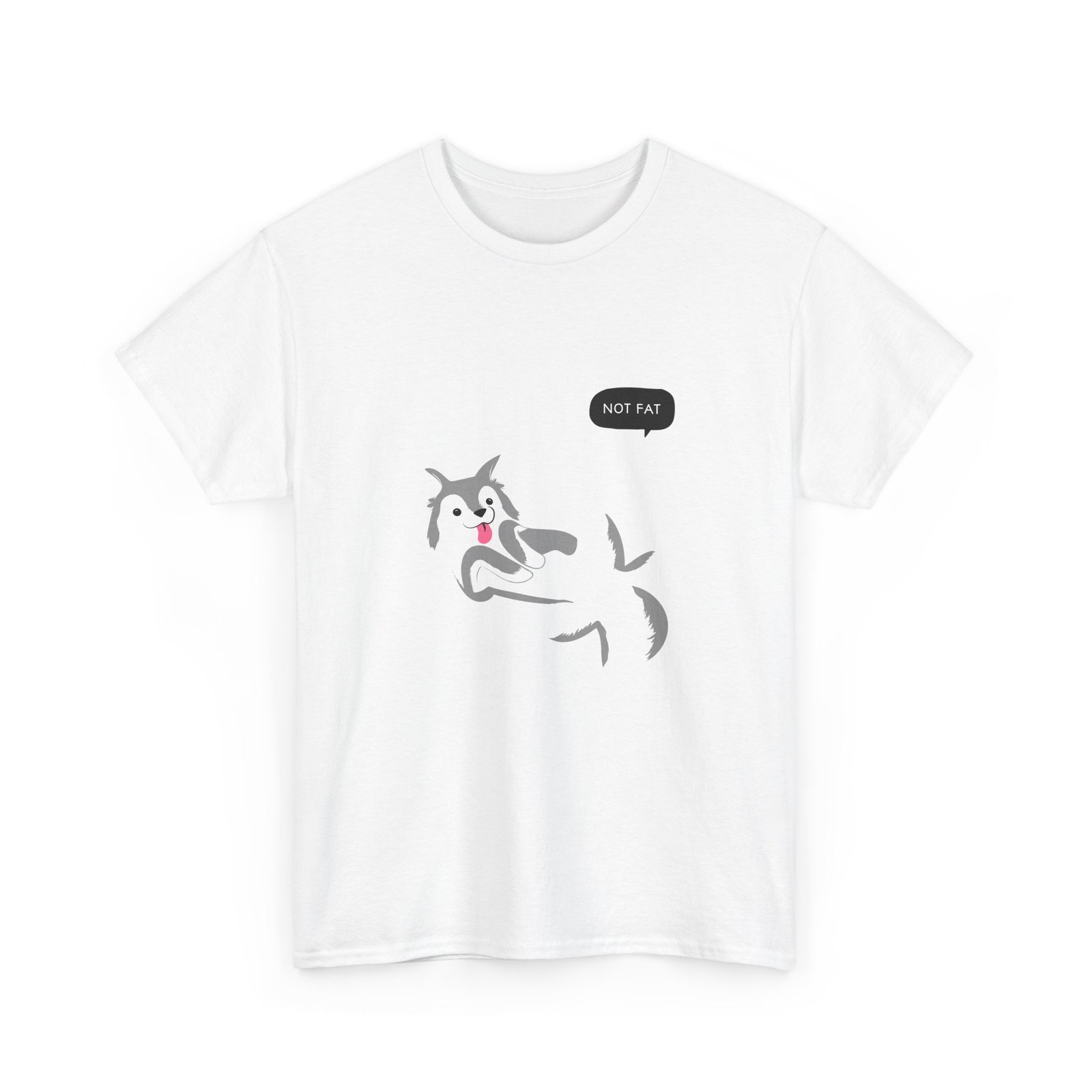 Not Fat Just Husky Dog Fluffy Funny Cartoon Design - T-shirt - Image 3