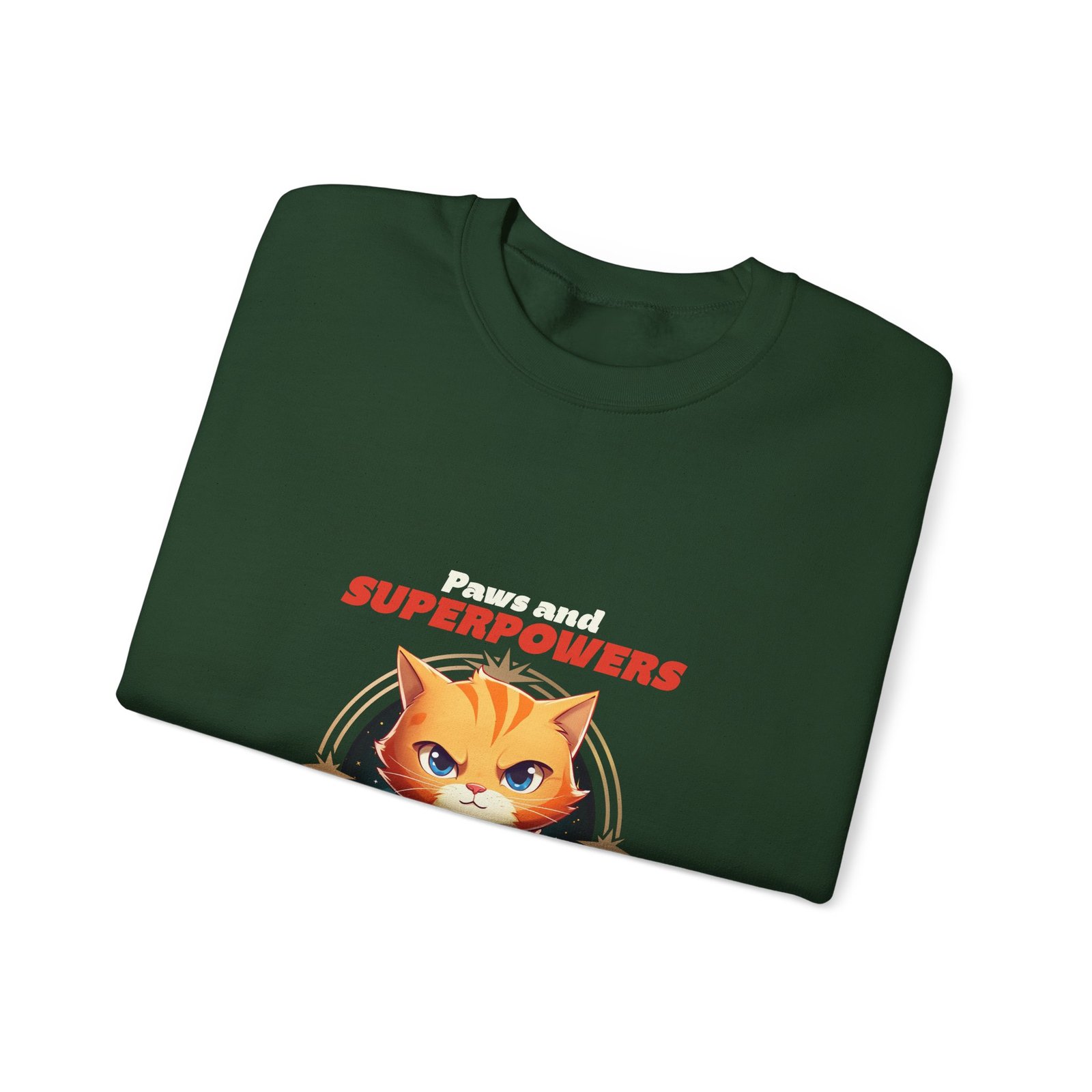 Paws And Superpowers Cat Heroic Illustration - Sweatshirt - Image 7