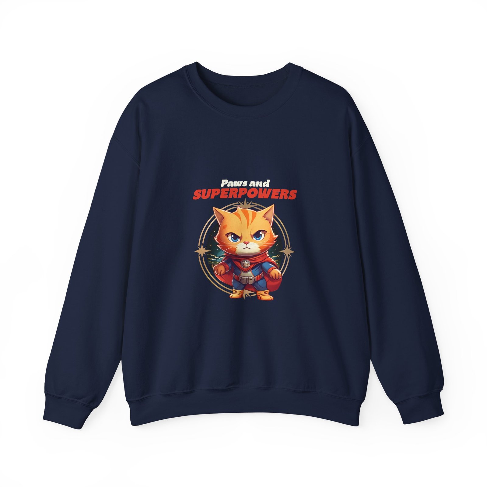 Paws And Superpowers Cat Heroic Illustration - Sweatshirt - Image 9