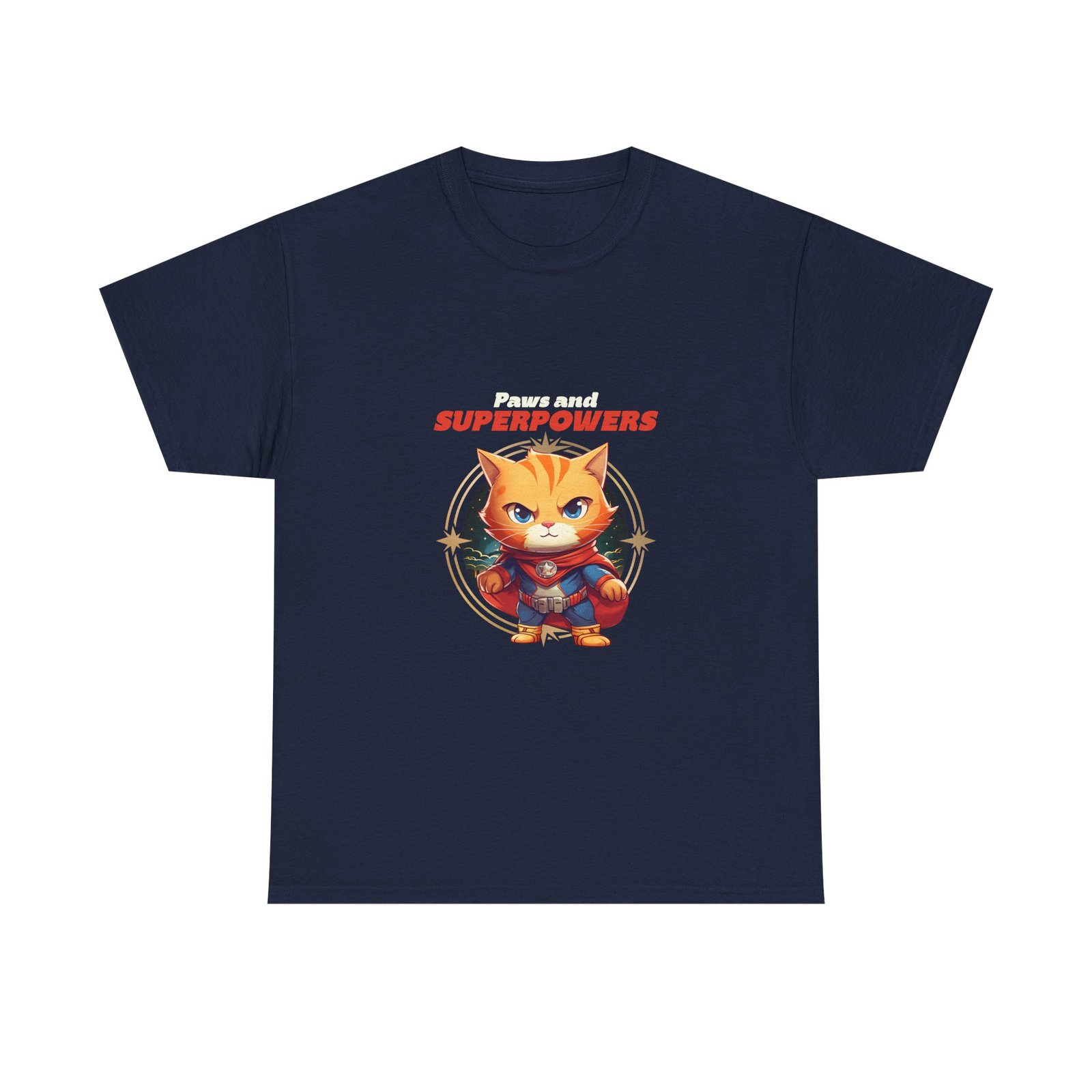 Paws And Superpowers Cat Heroic Illustration - T-shirt - Image 9