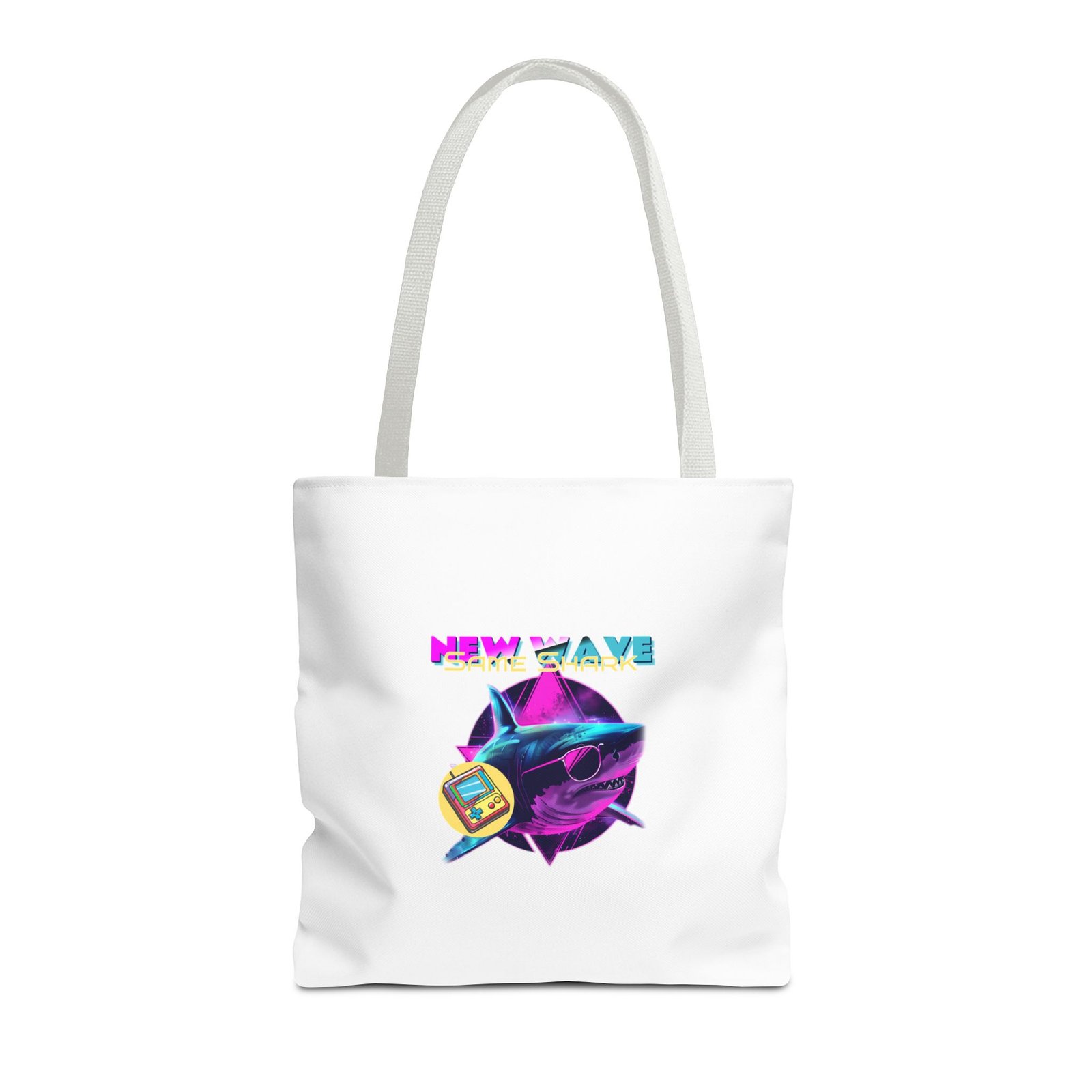 Retro New Wave Shark Graphic with Vibrant 80s Aesthetic - Tote Bag - Image 5