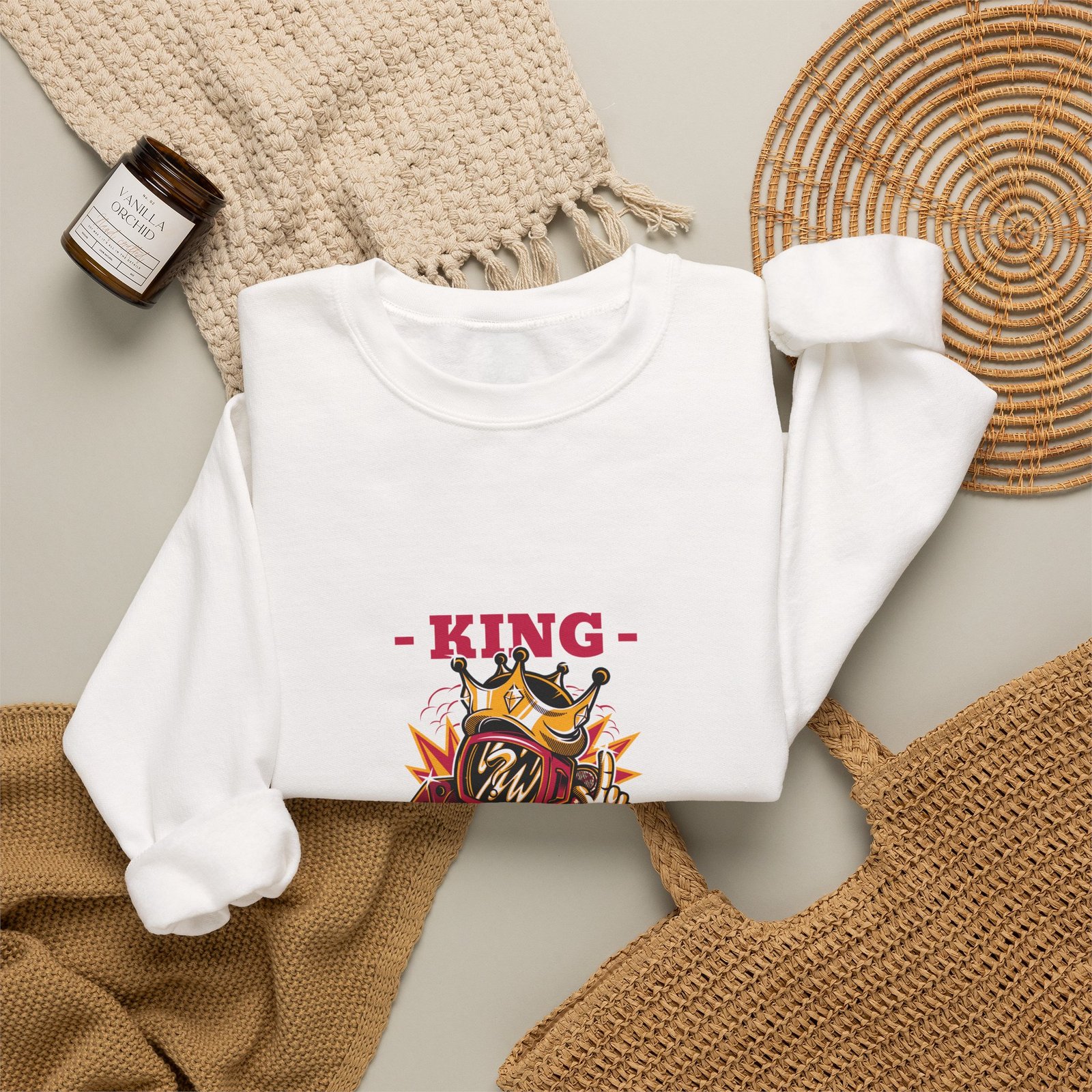 Majestic King Lion with Royal Crown Illustration - Sweatshirt - Image 4