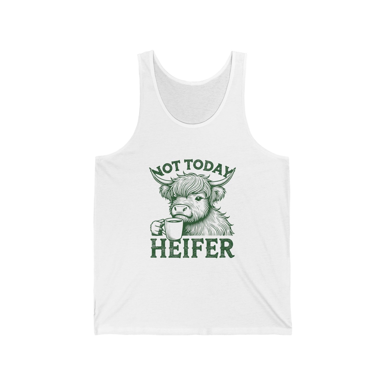 Not Today Heifer Green Cow Graphic Design - Tank Top