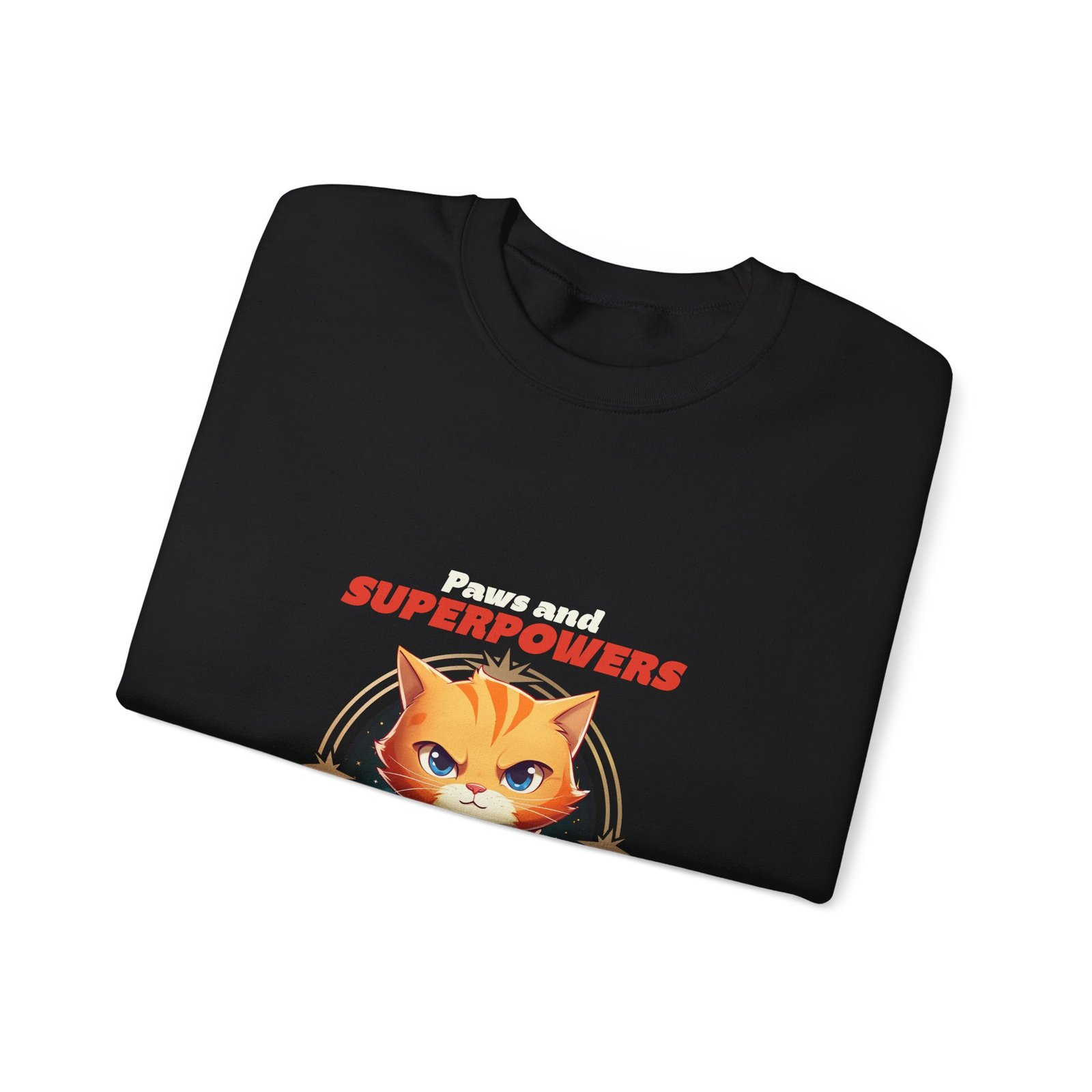Paws And Superpowers Cat Heroic Illustration - Sweatshirt - Image 3