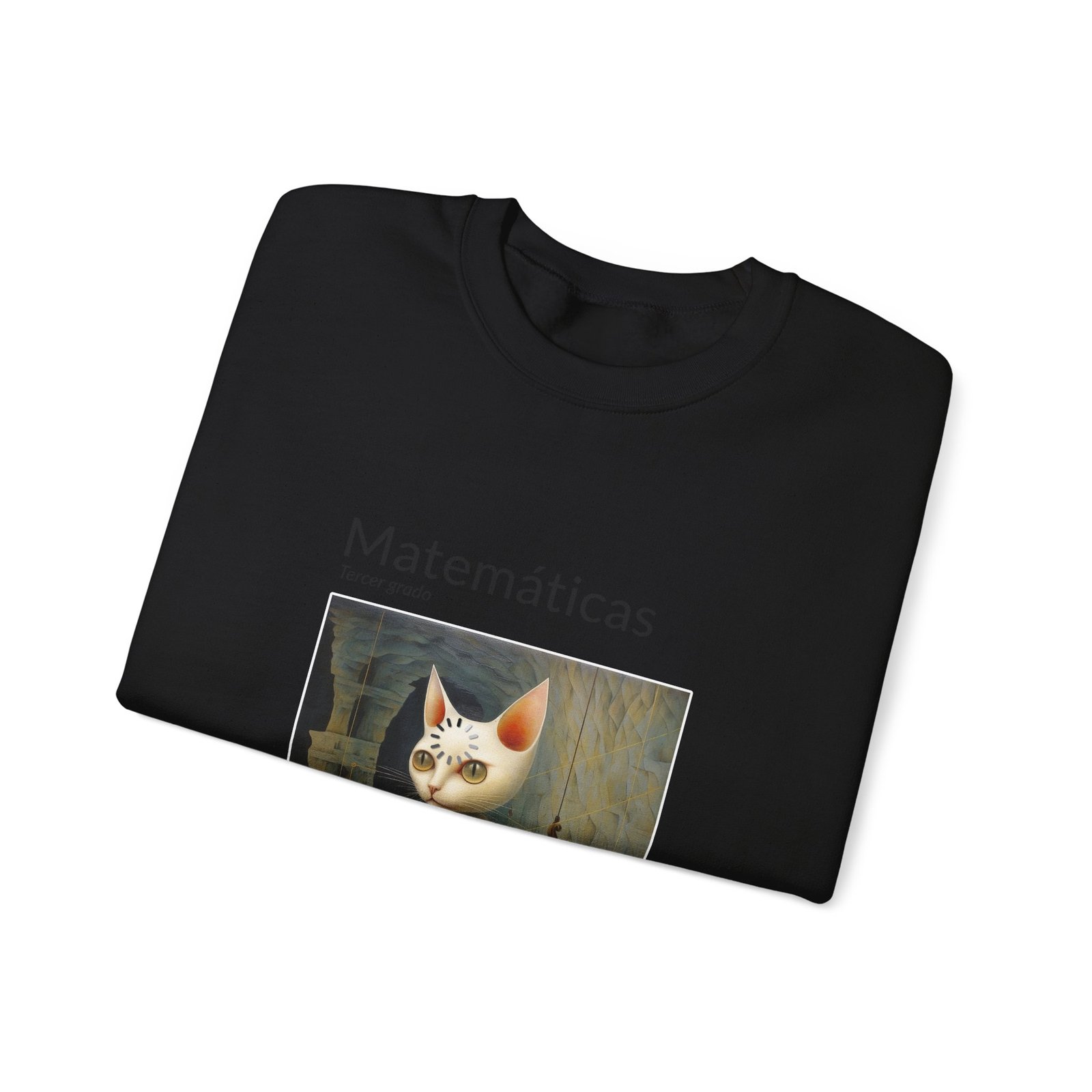 Matematicas Cat Meme with Thinking Expression and Math Symbols - Sweatshirt - Image 3