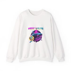 Retro New Wave Shark Graphic with Vibrant 80s Aesthetic - Sweatshirt