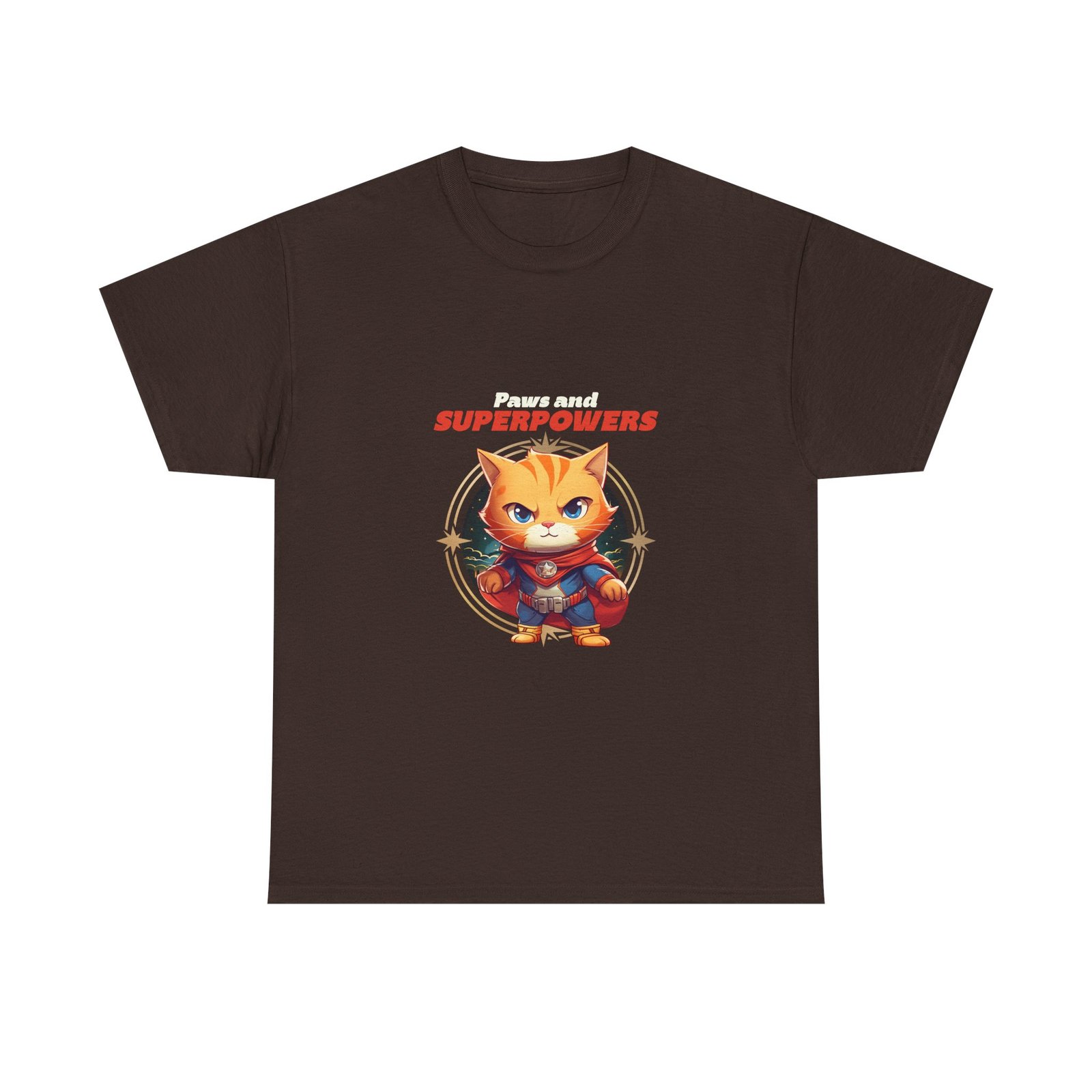 Paws And Superpowers Cat Heroic Illustration - T-shirt
