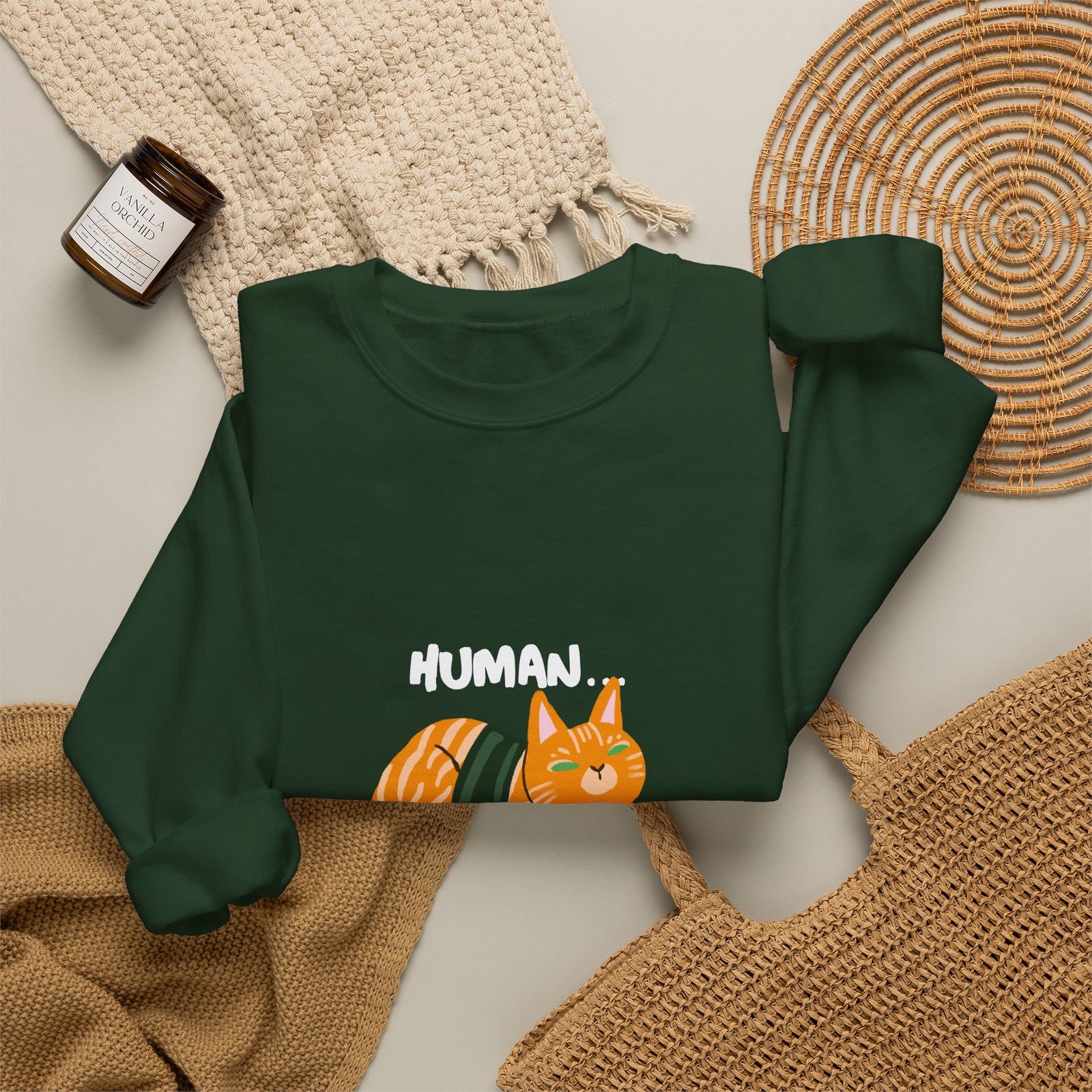 Funny Human Why Am I Sushi Cat Cartoon Design - Sweatshirt - Image 8