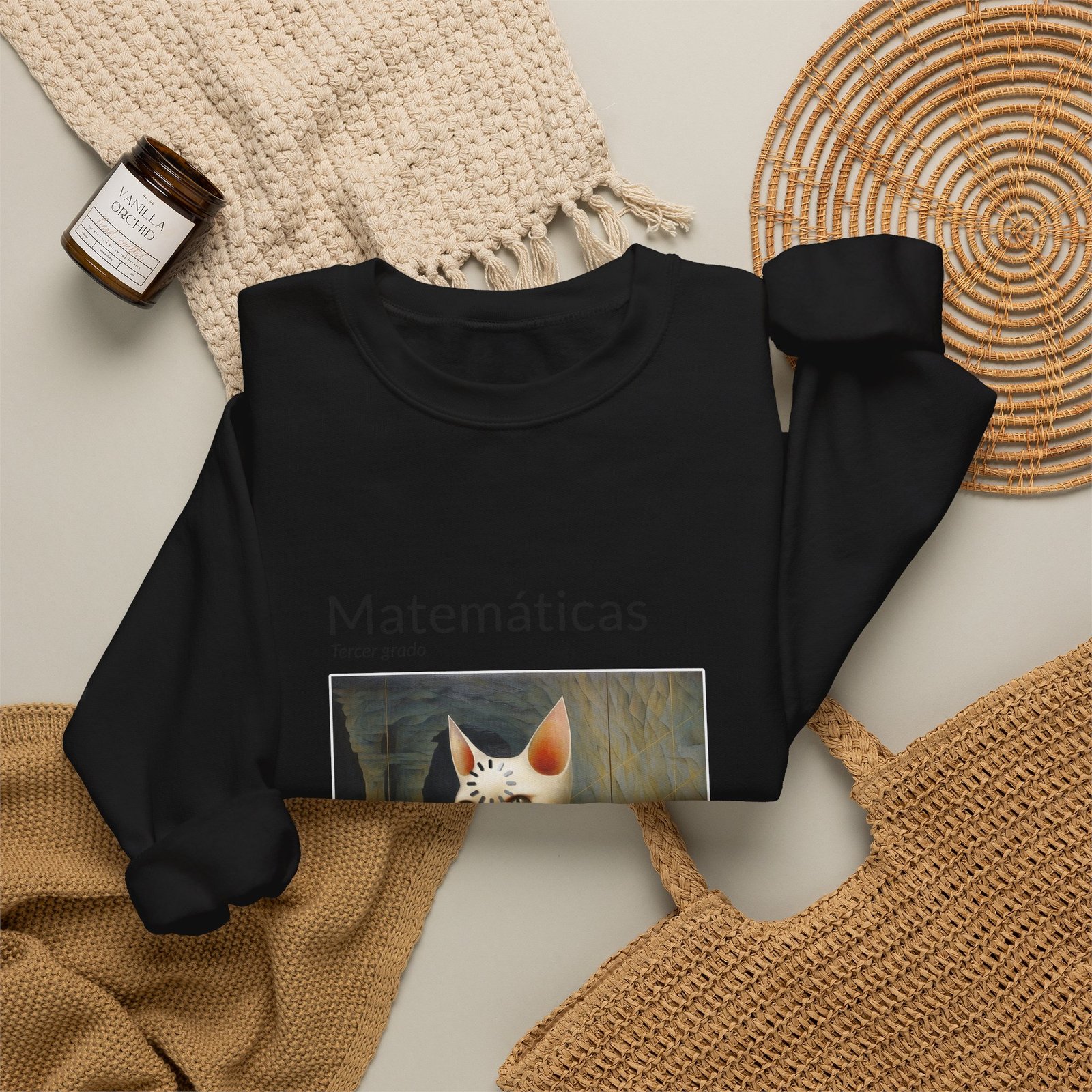 Matematicas Cat Meme with Thinking Expression and Math Symbols - Sweatshirt - Image 4