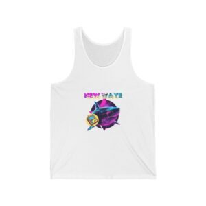Retro New Wave Shark Graphic with Vibrant 80s Aesthetic - Tank Top