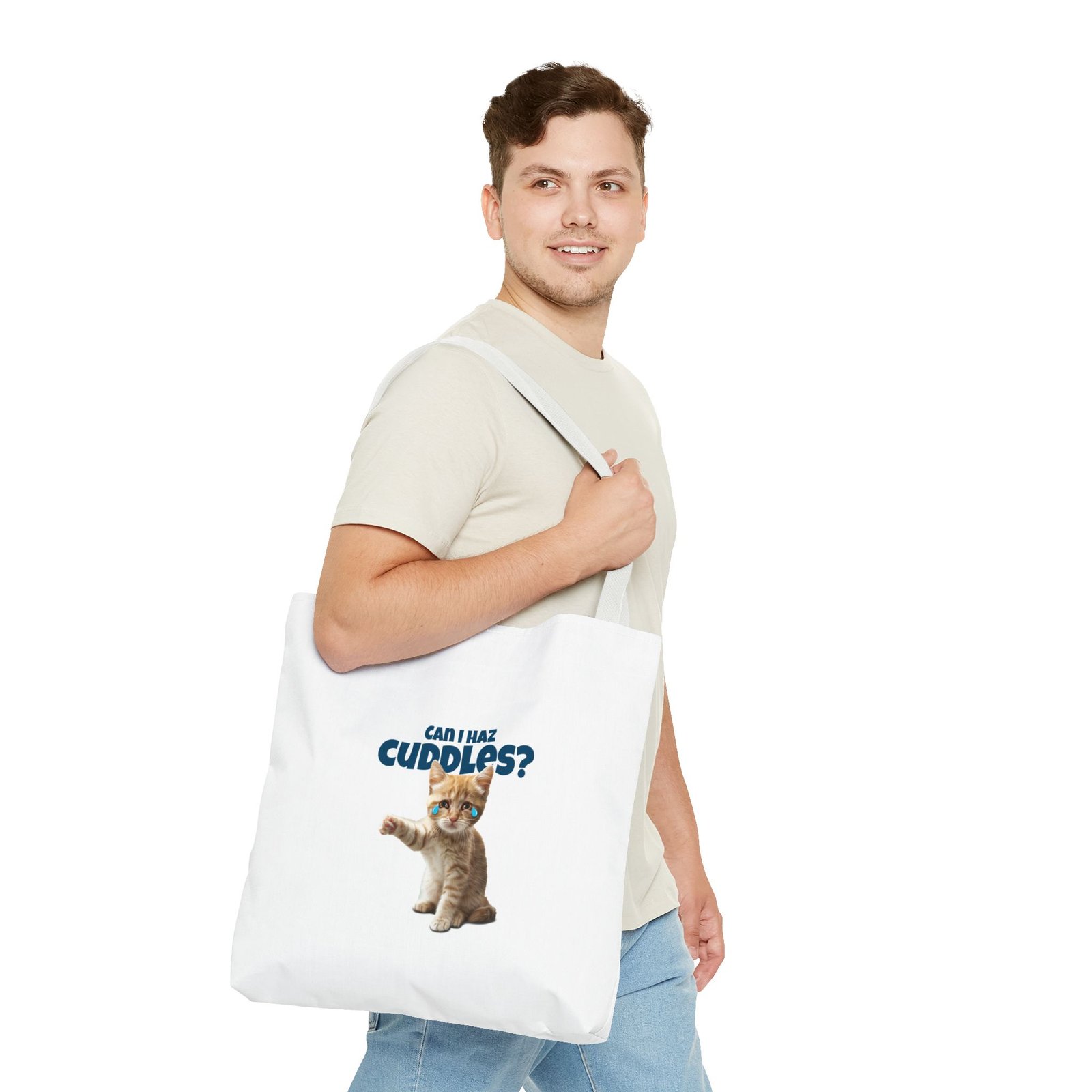 Cute Can I Haz Cuddles Cat Adorable Cartoon Design - Tote Bag - Image 11