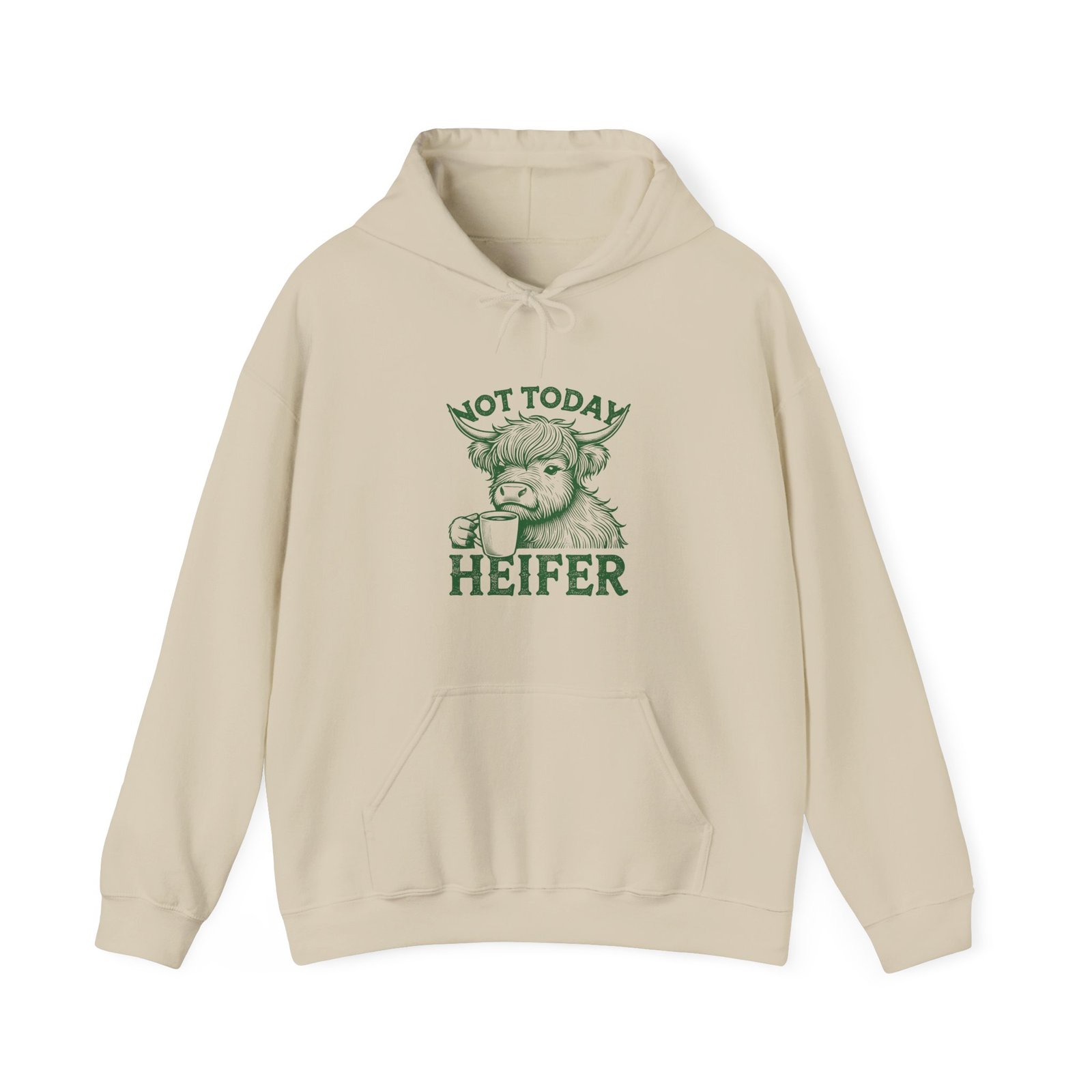 Not Today Heifer Green Cow Graphic Design - Hoodie - Image 5